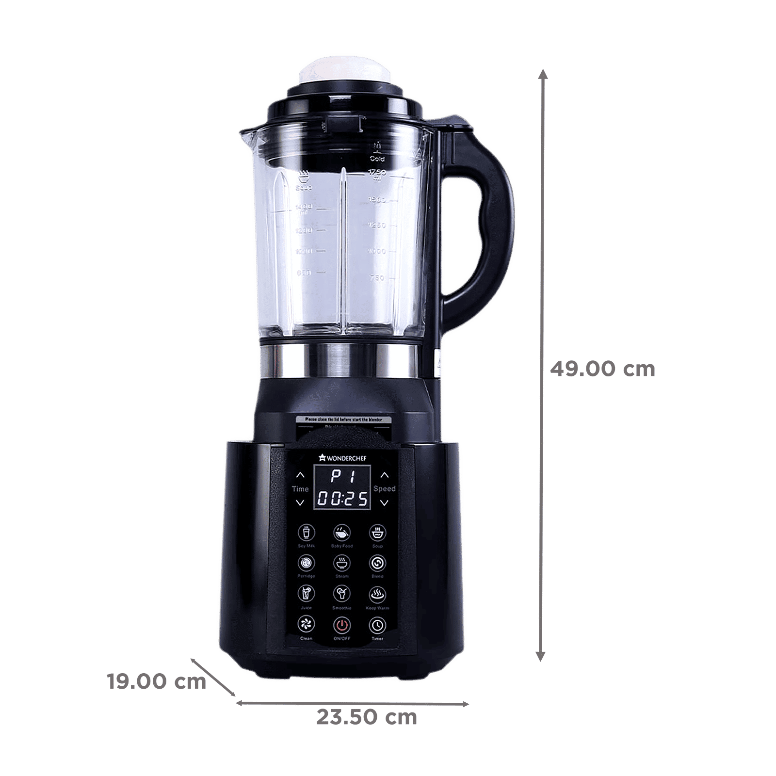 WONDERCHEF Nutri Cook 1250 Watt 1 Jar Heater Blender (24000 RPM, 9 Pre-set Functions, Black) WONDERCHEF Nutri Cook 1250 Watt 1 Jar Heater Blender (24000 RPM, 9 Pre-set Functions, Black)_3
