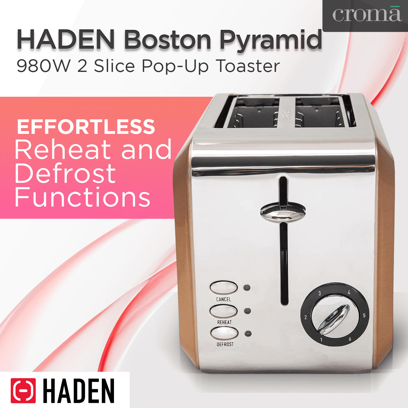 HADEN Boston Pyramid 980W 2 Slice Pop-Up Toaster with Removable Crumb Tray (Copper) HADEN Boston Pyramid 980W 2 Slice Pop-Up Toaster with Removable Crumb Tray (Copper)_15