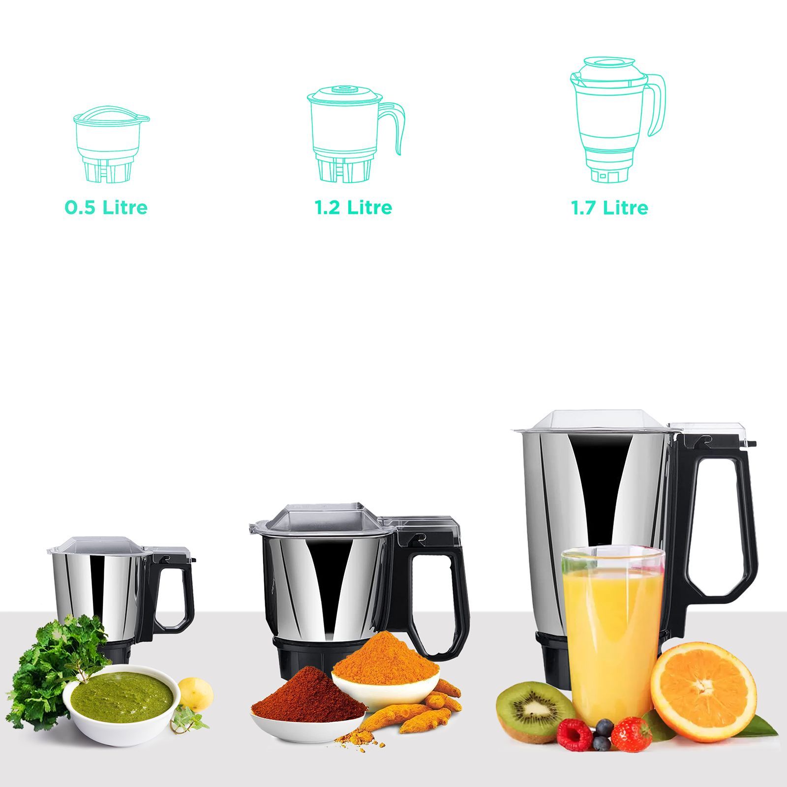 BAJAJ Juvel Digi 800 Watt 3 Jars Mixer Grinder (Pulse Function, Dark Grey)_4