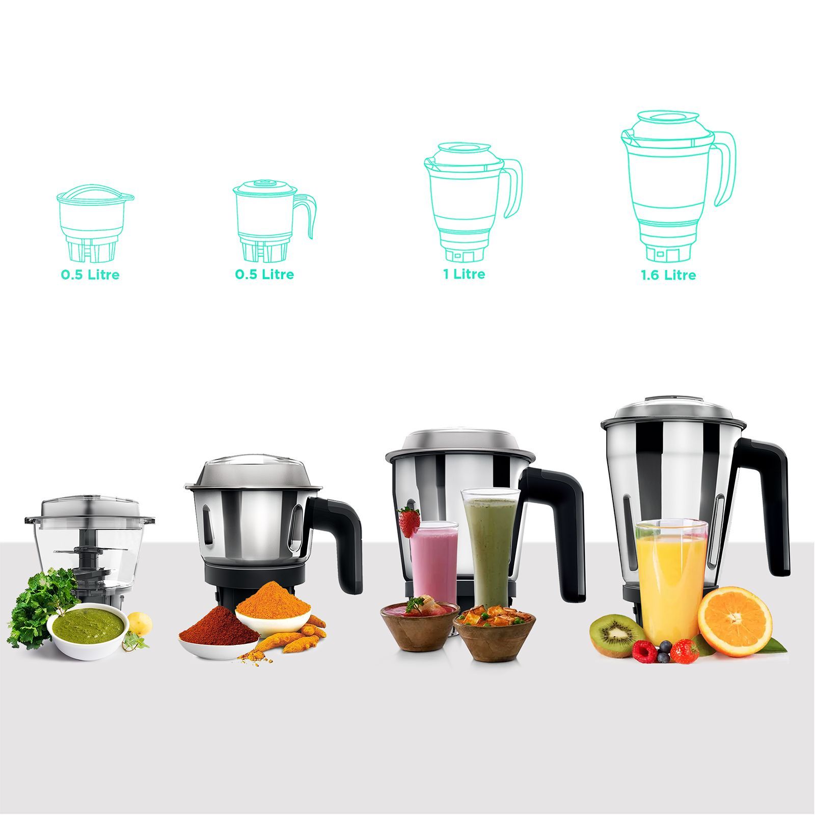 atomberg MG 1 485 Watt 4 Jars Mixer Grinder (18000 RPM, 4 Speed Control, Black)_4
