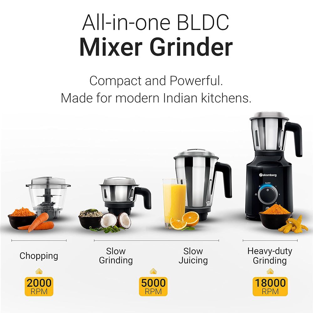 atomberg MG 1 485 Watt 4 Jars Mixer Grinder (18000 RPM, 4 Speed Control, Black)_9