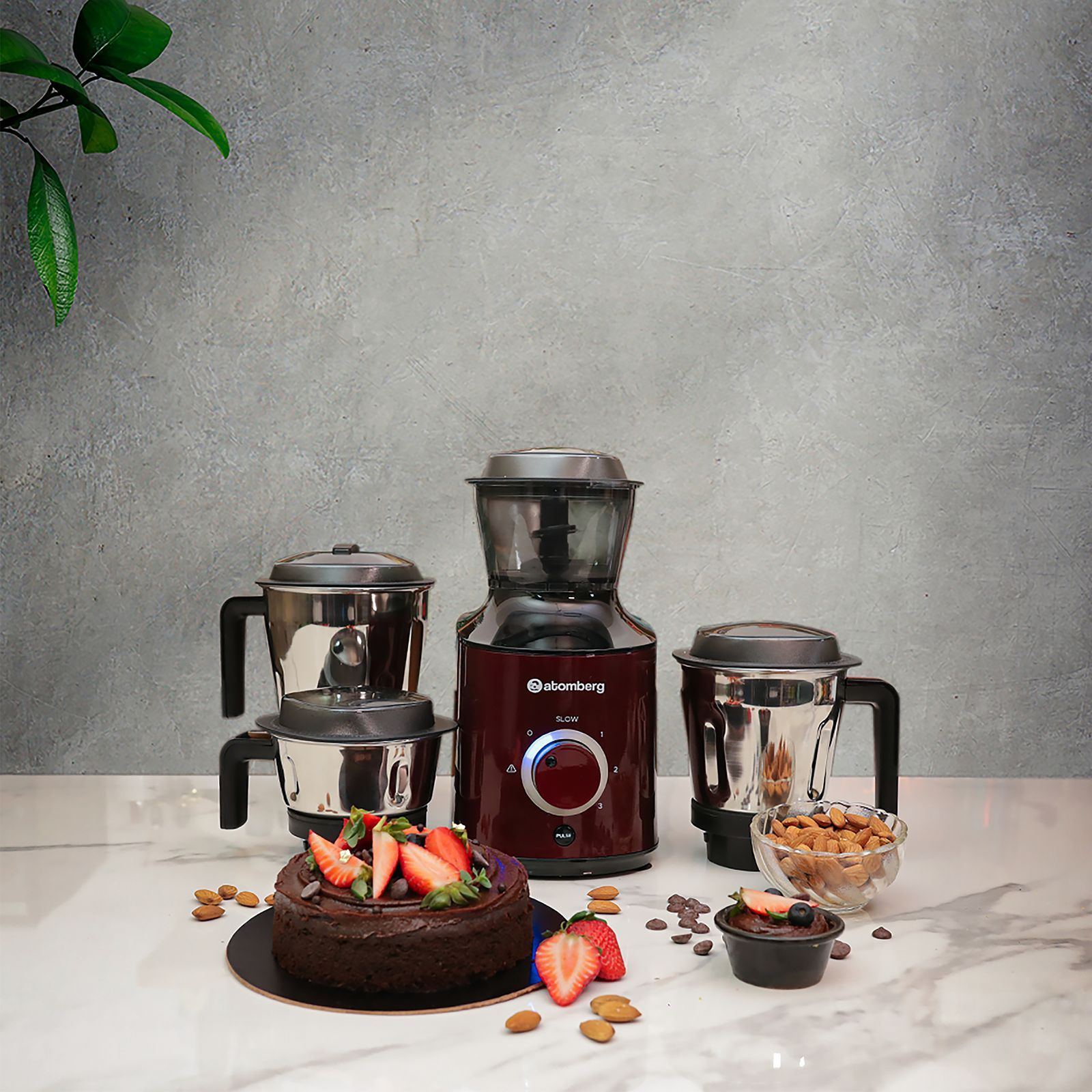atomberg MG 1 485 Watt 4 Jars Mixer Grinder (18000 RPM, 4 Speed Control, Red Wine)_10