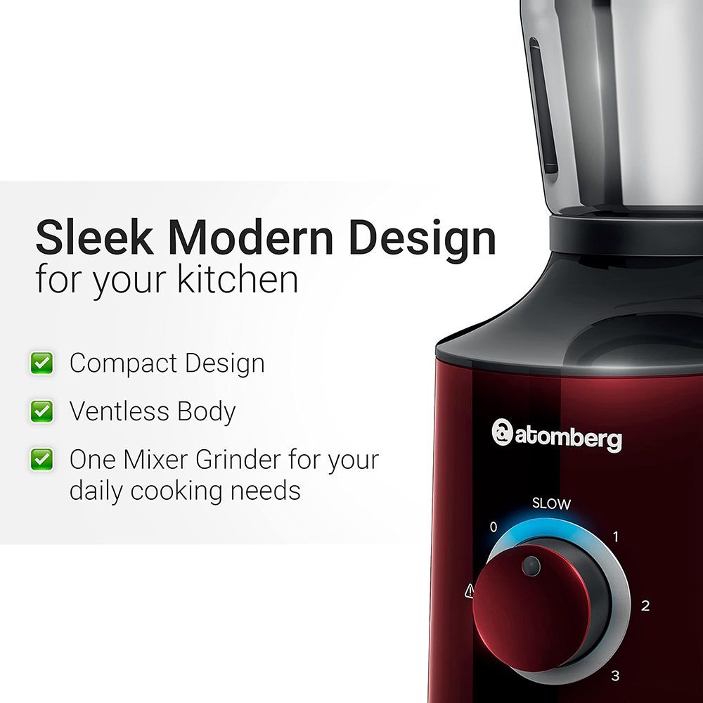 atomberg MG 1 485 Watt 4 Jars Mixer Grinder (18000 RPM, 4 Speed Control, Red Wine)_13