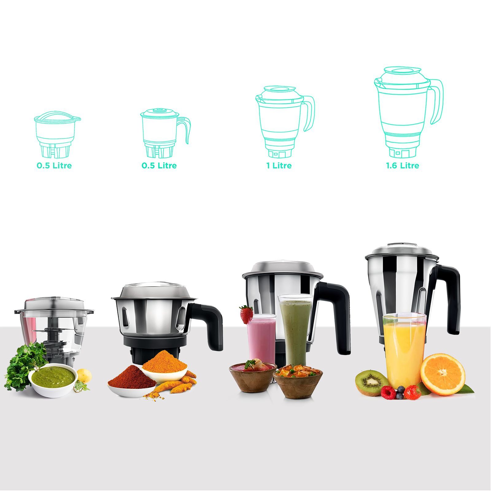 atomberg MG 1 485 Watt 4 Jars Mixer Grinder (18000 RPM, 4 Speed Control, Red Wine)_4