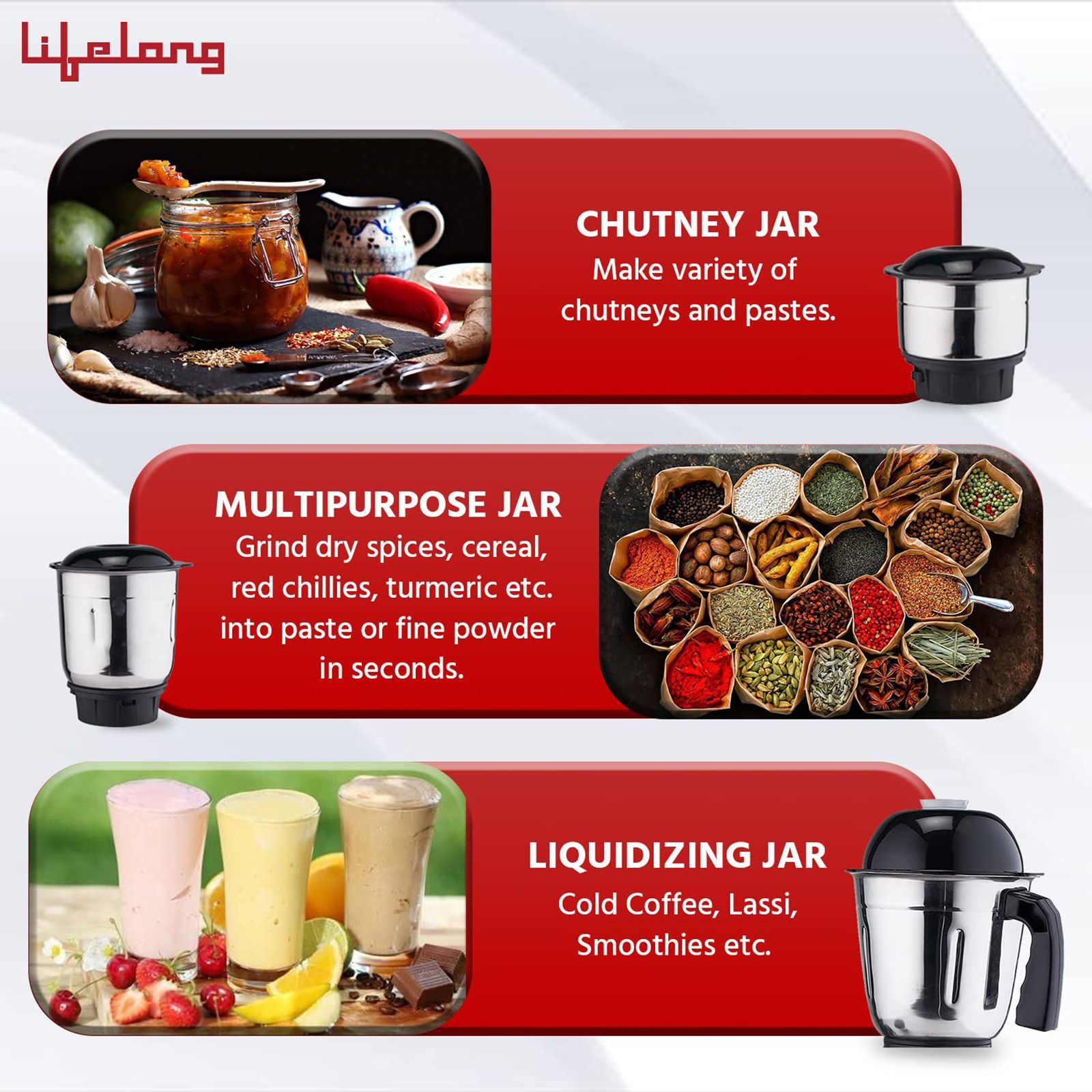 Lifelong Power Pro LX 500 Watt 3 Jars Mixer Grinder (18000 RPM, 3 Speed Control with Incher, Black)_7