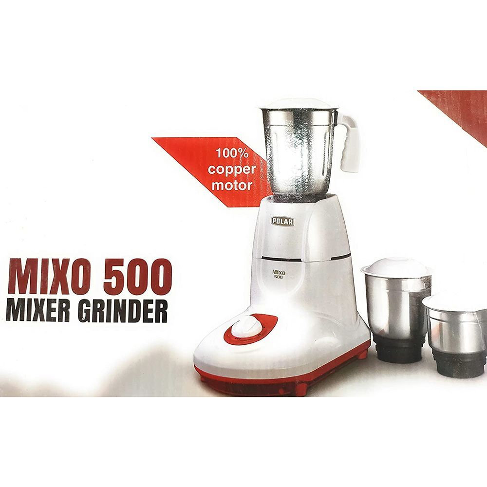 POLAR MIXO 500 Watt 3 Jars Mixer Grinder (Shock Proof Body, White)_7