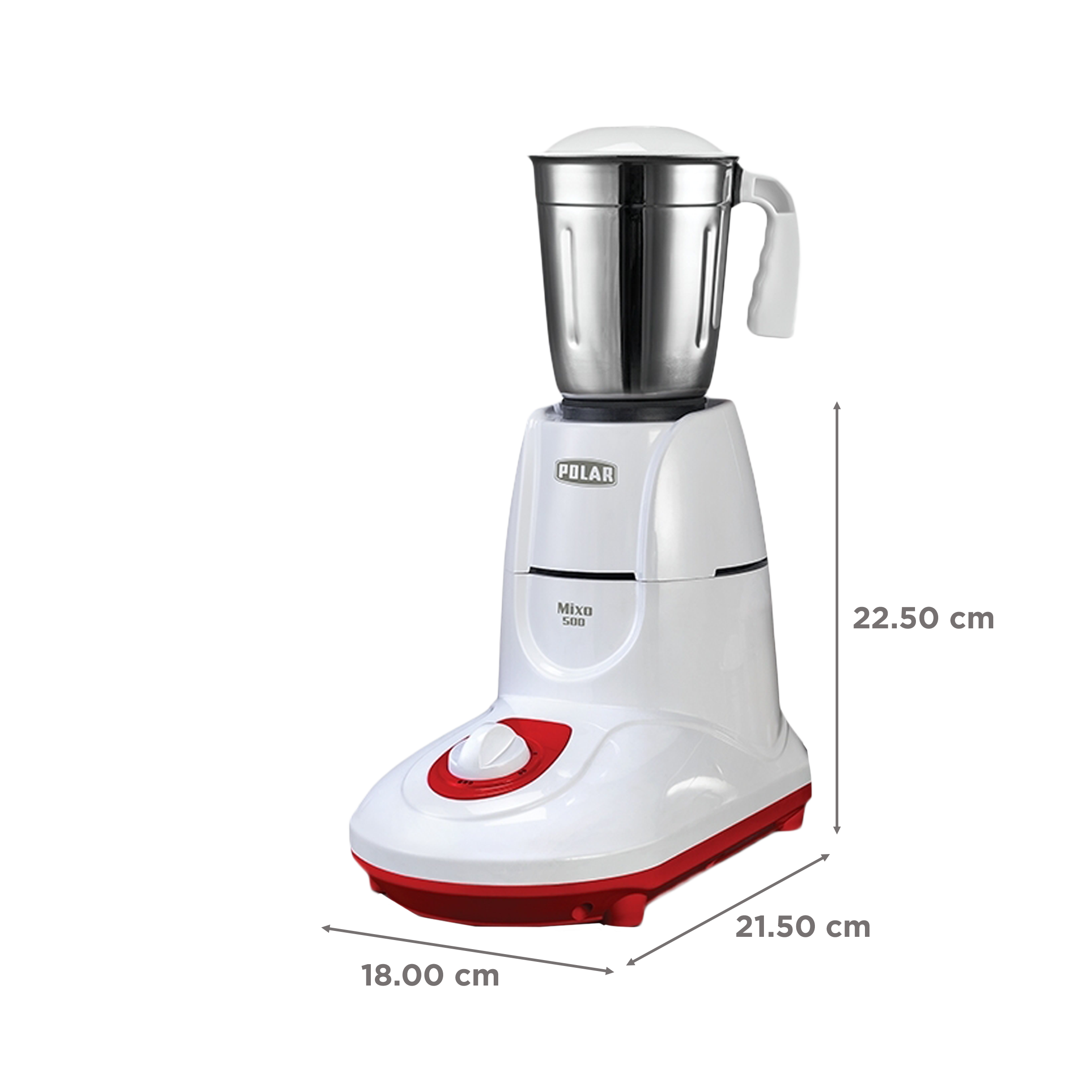 POLAR MIXO 500 Watt 3 Jars Mixer Grinder (Shock Proof Body, White)_3