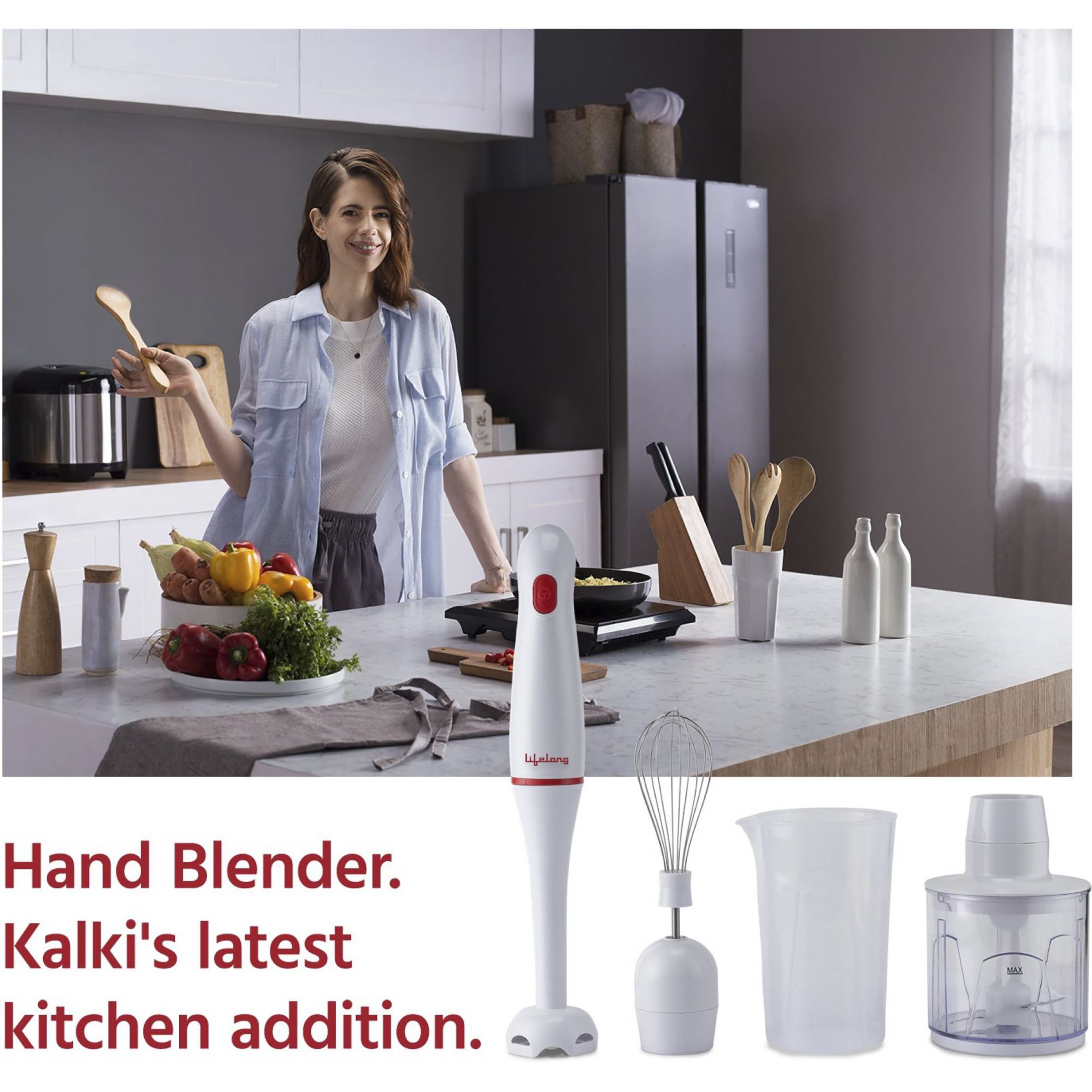 Lifelong Regalia Plus 300 Watt Hand Blender with 2 Attachments (Detachable Shaft, White)_7