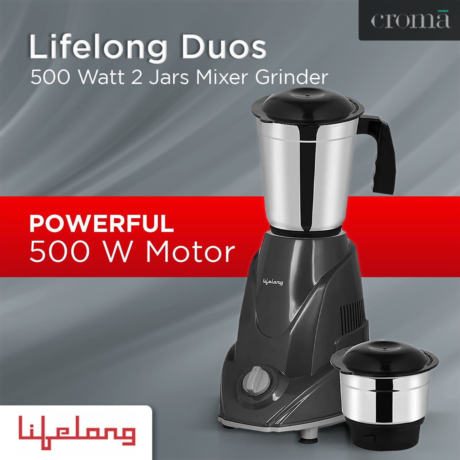Lifelong Duos 500 Watt 2 Jars Mixer Grinder (Shock Proof Body, Grey) Lifelong Duos 500 Watt 2 Jars Mixer Grinder (Shock Proof Body, Grey)_8