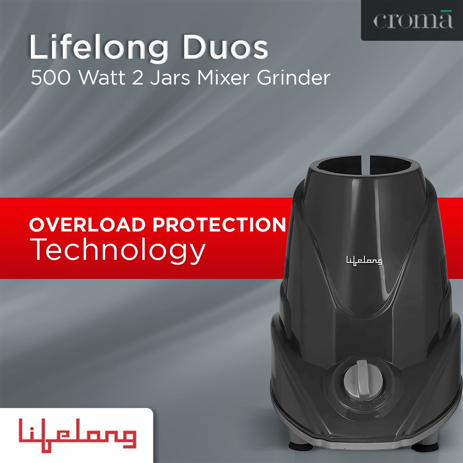 Lifelong Duos 500 Watt 2 Jars Mixer Grinder (Shock Proof Body, Grey) Lifelong Duos 500 Watt 2 Jars Mixer Grinder (Shock Proof Body, Grey)_9