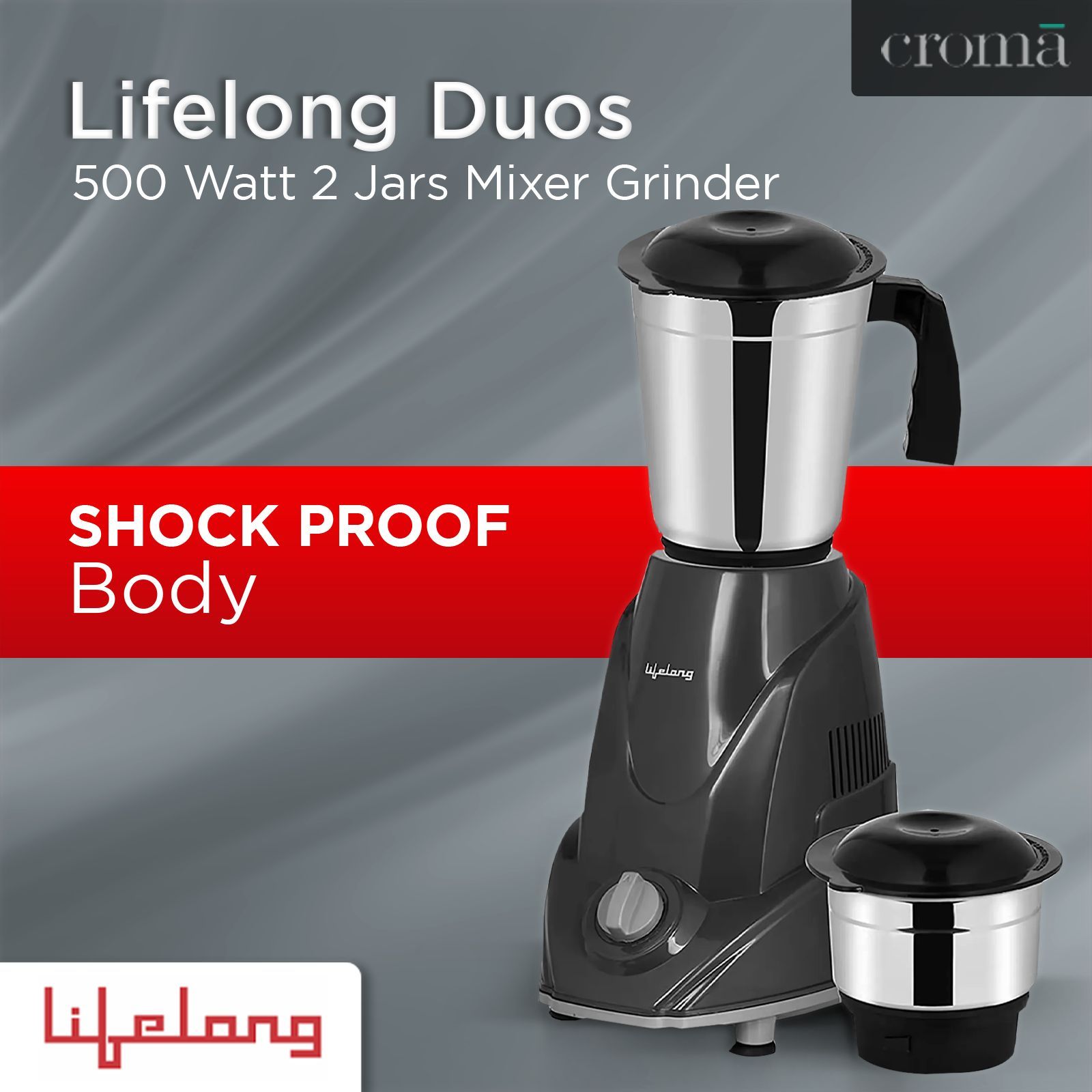 Lifelong Duos 500 Watt 2 Jars Mixer Grinder (Shock Proof Body, Grey) Lifelong Duos 500 Watt 2 Jars Mixer Grinder (Shock Proof Body, Grey)_12
