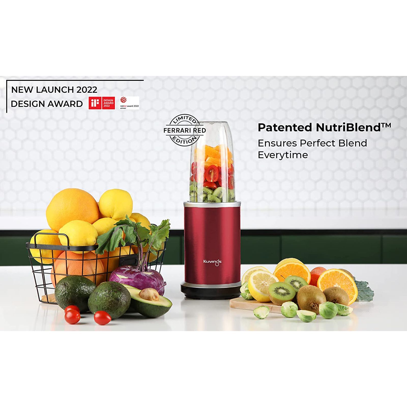 Kuvings Nutri Pro 1000 Watt 2 Jars Blender (22000 RPM, Super Quiet Motor, Ferrari Red)_7