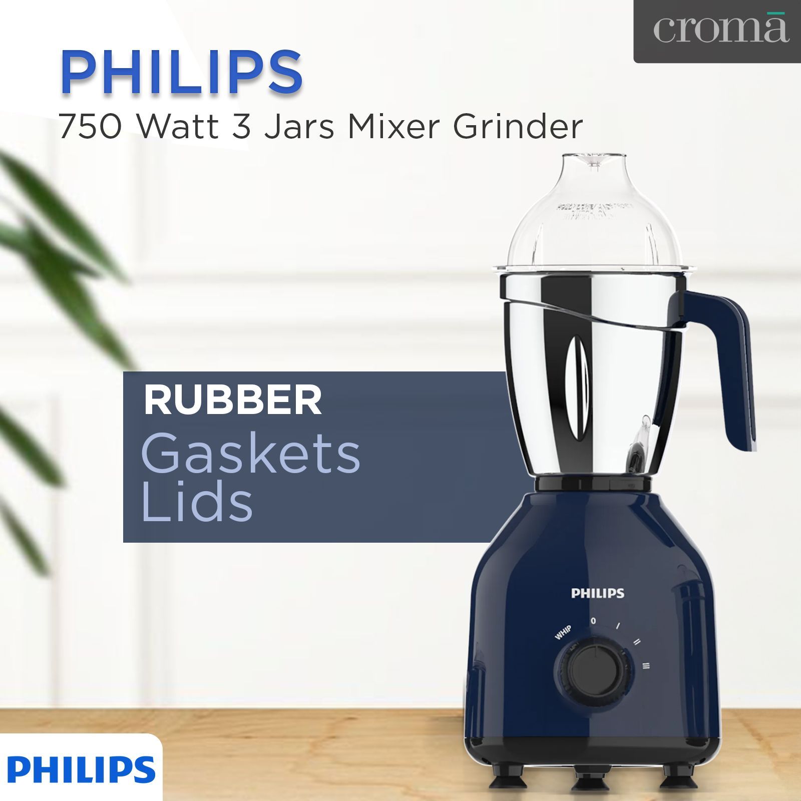 PHILIPS 750 Watt 3 Jars Mixer Grinder (Turbo Motor, Premium Blue)_5