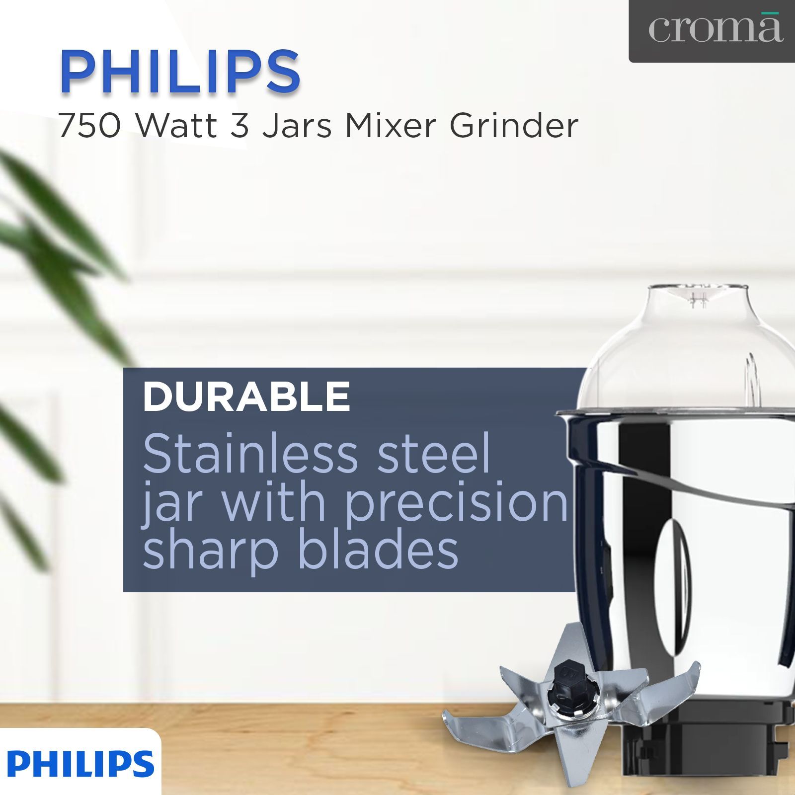 PHILIPS 750 Watt 3 Jars Mixer Grinder (Turbo Motor, Premium Blue)_6