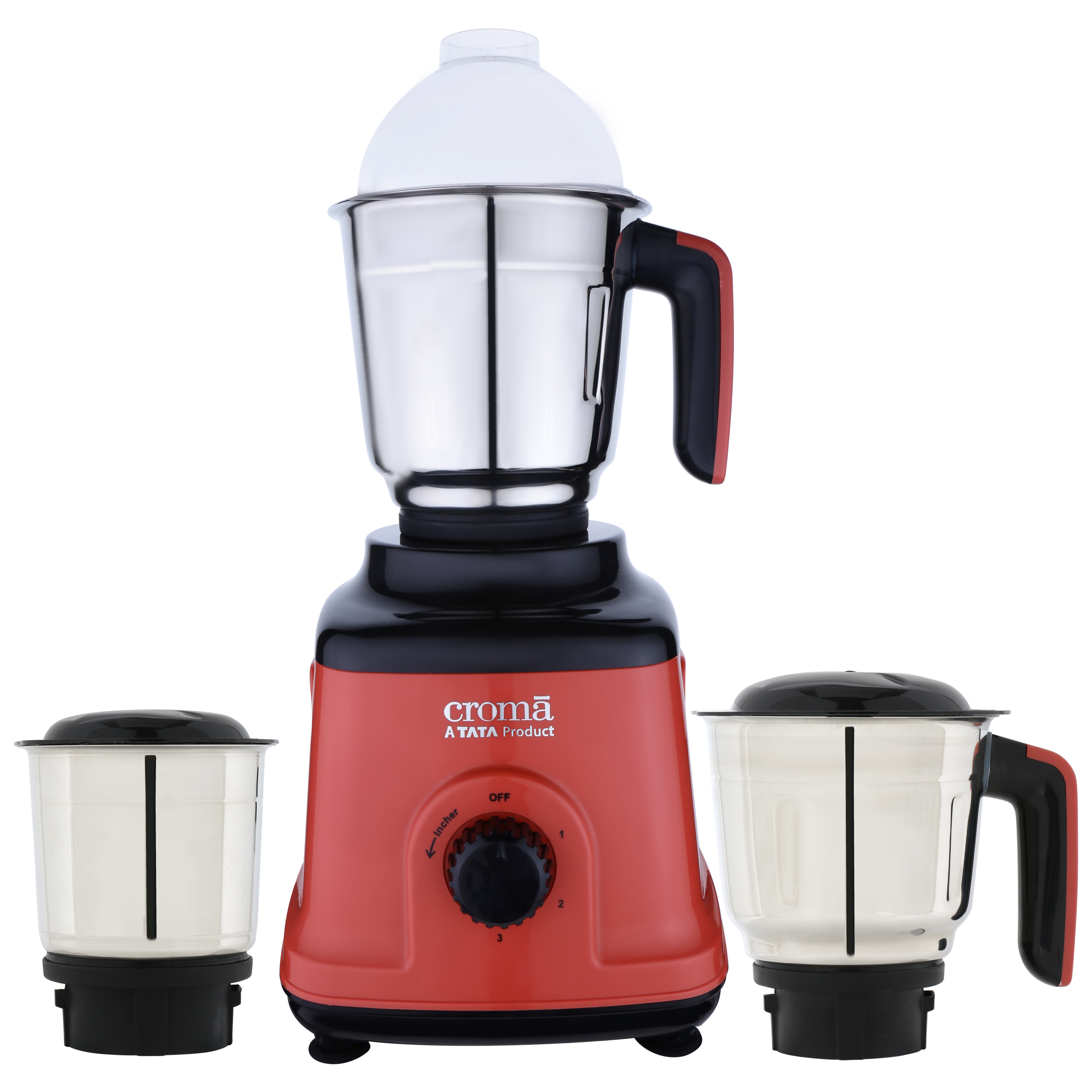 Croma 750 Watt 3 Jars Mixer Grinder (20000 RPM, Overload Protection, Red & Black)_1