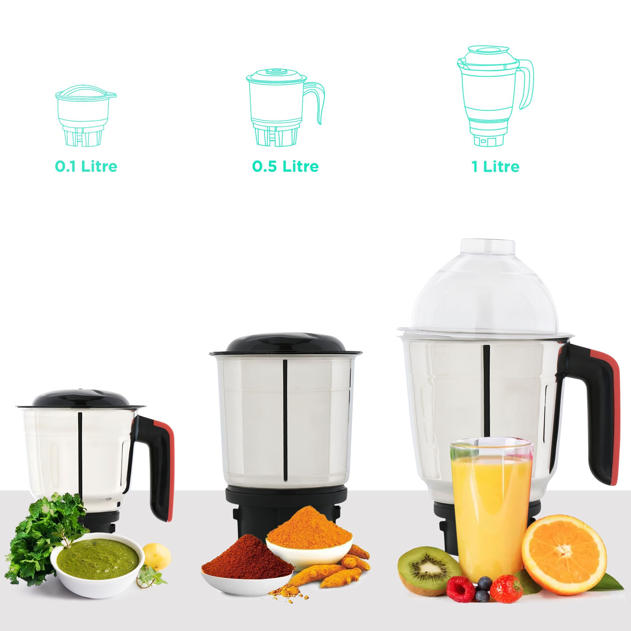 Croma 750 Watt 3 Jars Mixer Grinder (20000 RPM, Overload Protection, Red & Black)_4