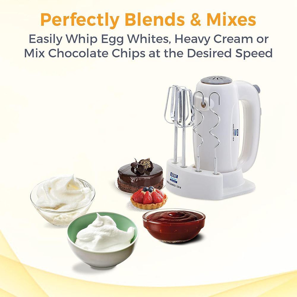 KENT 150 Watt 5 Speed Hand Blender with 4 Attachments (Overload Protection, White)_11