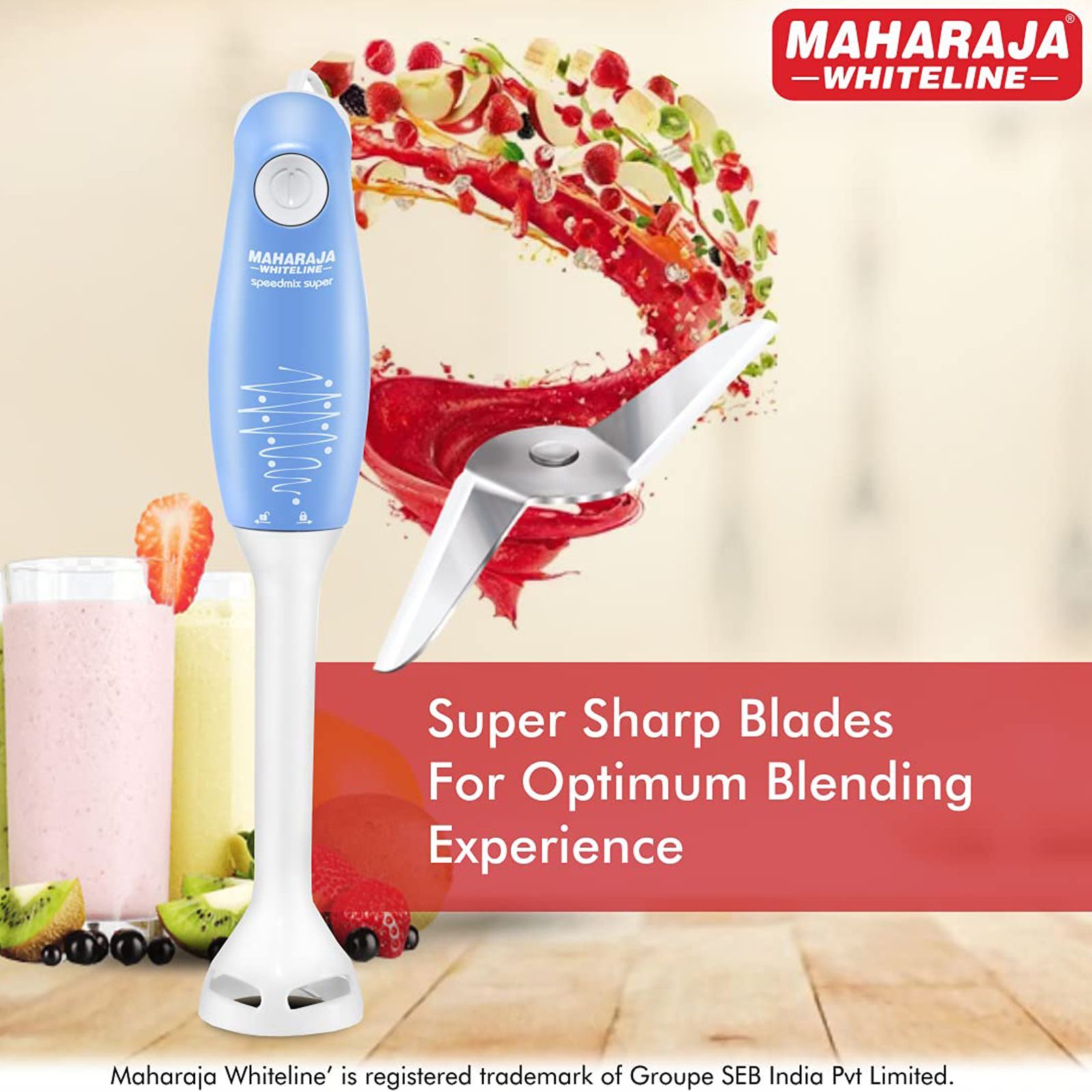 MAHARAJA WHITELINE Speedmix Super 175 Watt Hand Blender (2-In-1 Silent Yet Powerful Operation, Blue/White)_4
