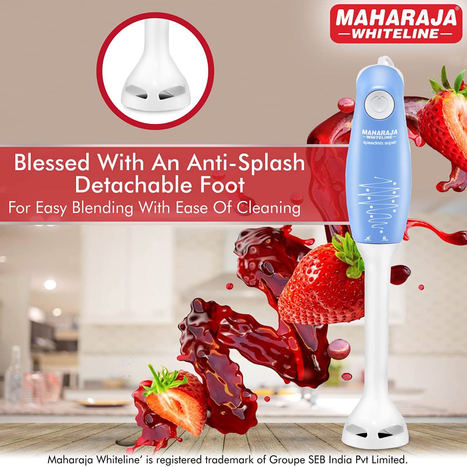 MAHARAJA WHITELINE Speedmix Super 175 Watt Hand Blender (2-In-1 Silent Yet Powerful Operation, Blue/White)_7