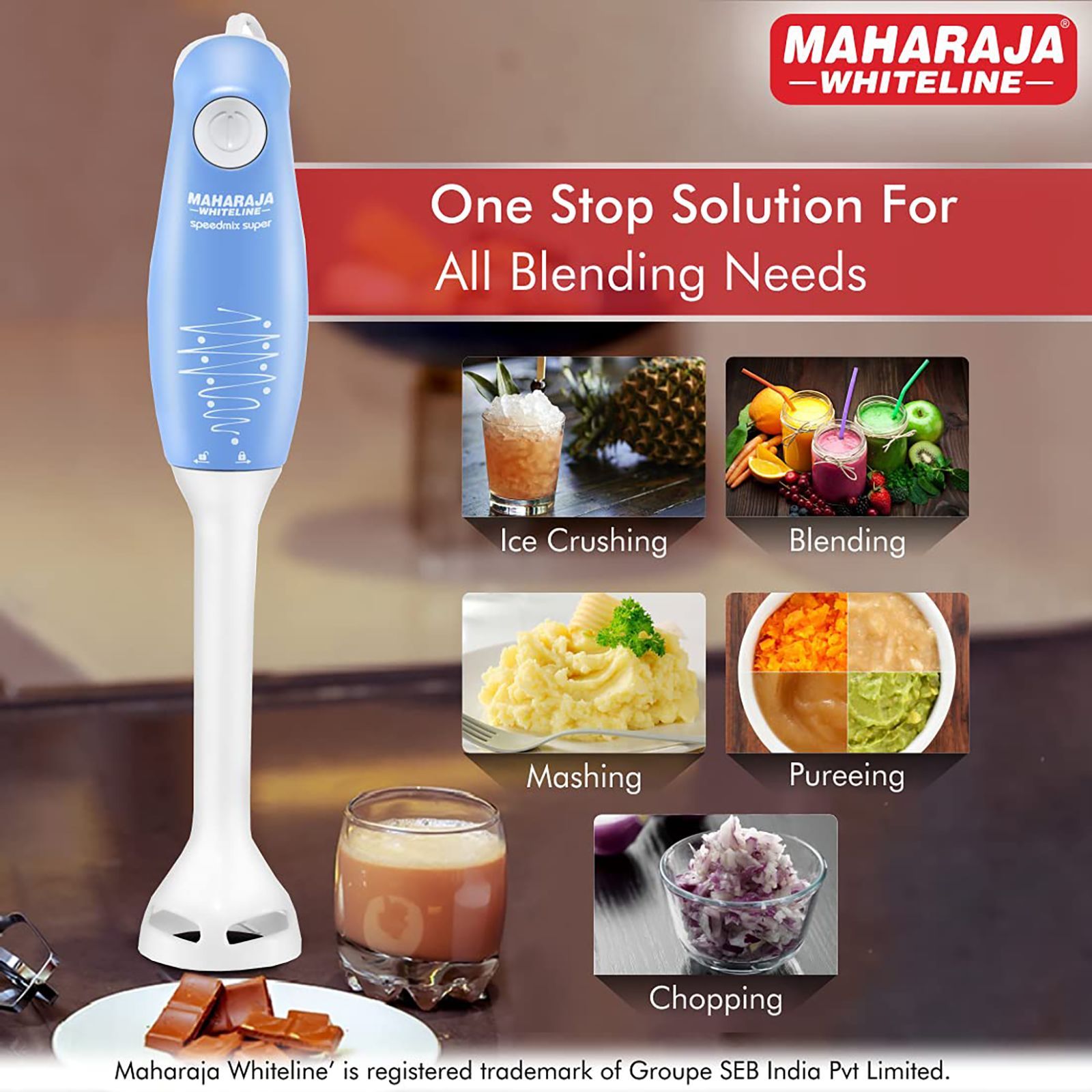 MAHARAJA WHITELINE Speedmix Super 175 Watt Hand Blender (2-In-1 Silent Yet Powerful Operation, Blue/White)_8