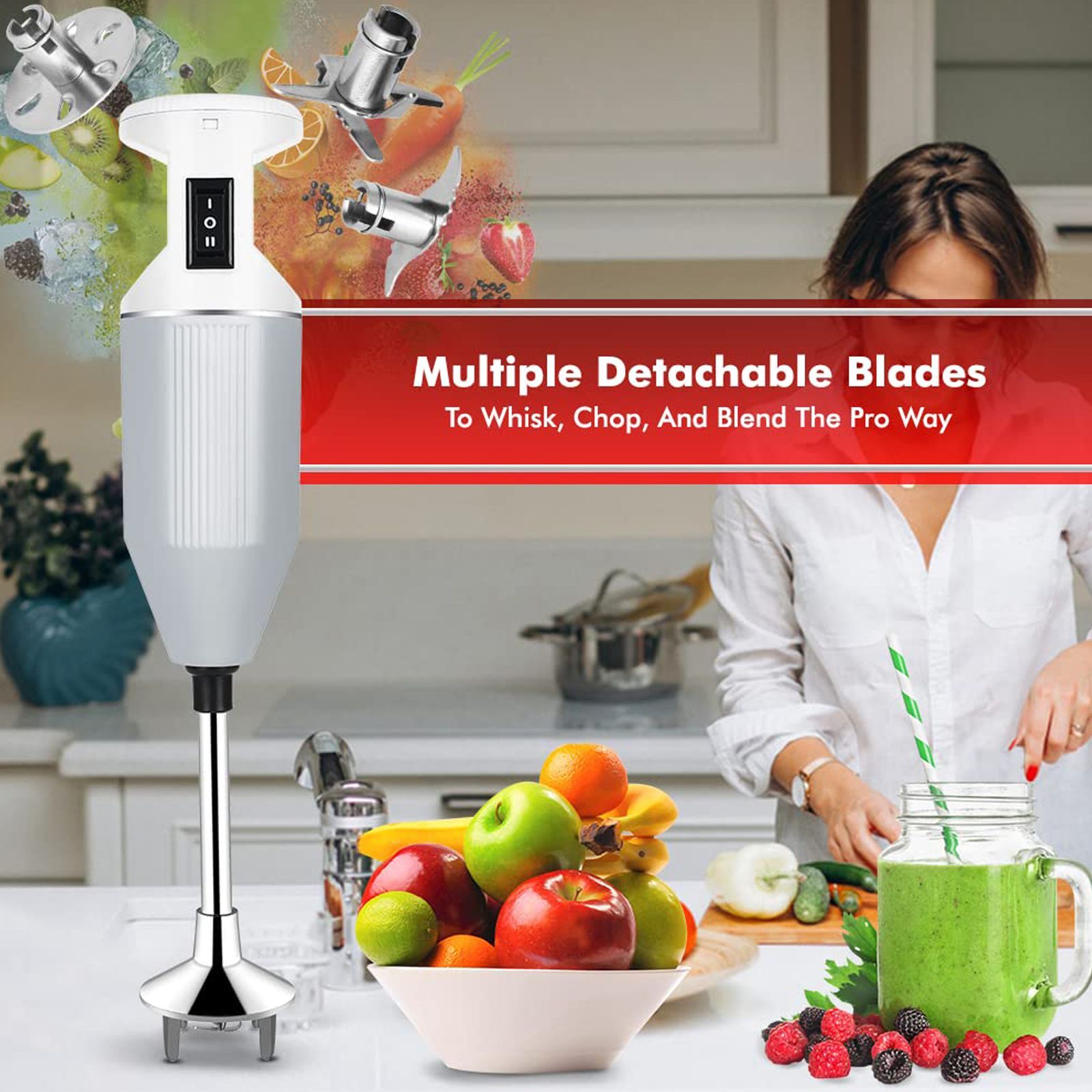 MAHARAJA WHITELINE Torsio Plus 250 Watt Hand Blender with 4 Attachments (Convenient Switch Button, Grey)_8