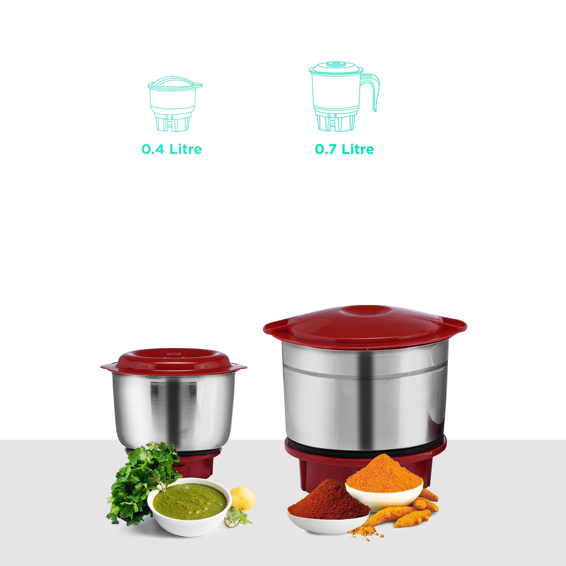 MAHARAJA WHITELINE Apex 500 Watt 2 Jars Mixer Grinder (20000 RPM, 3 Speed Control with Pulse Function, White/Red)_6