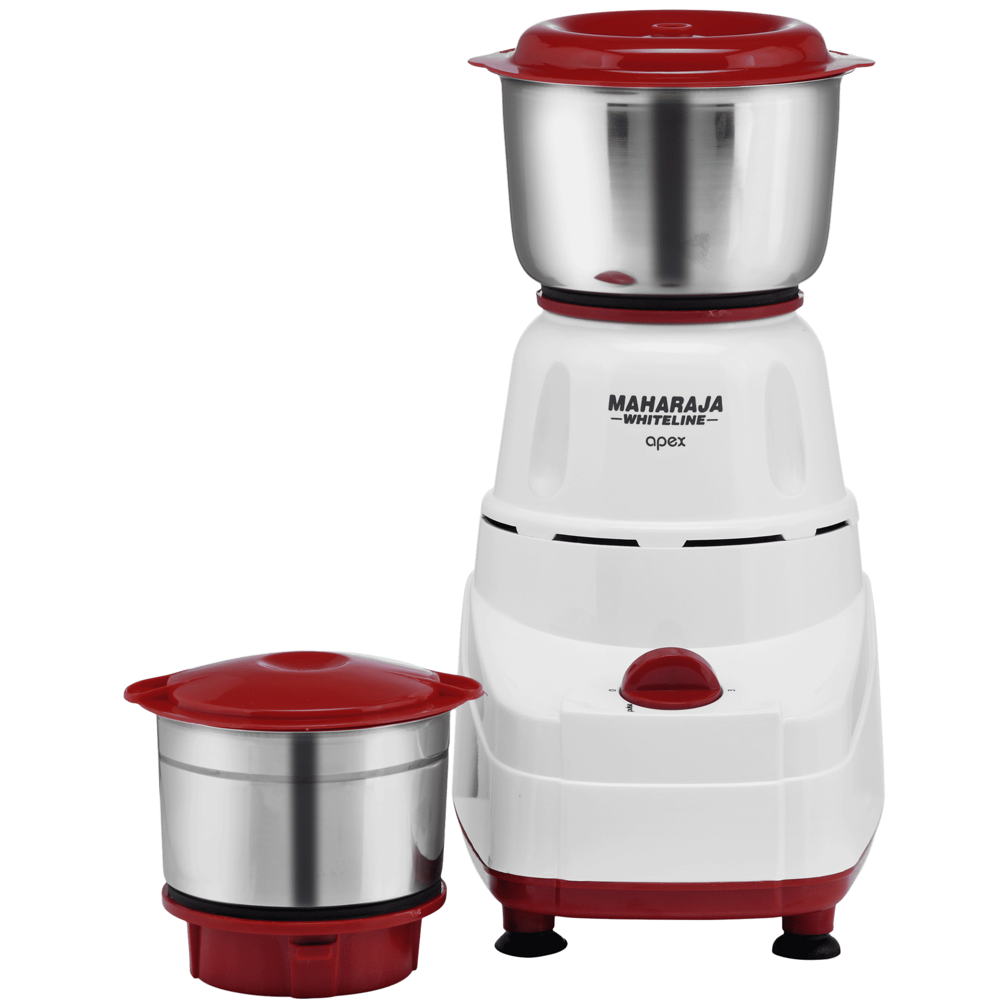 MAHARAJA WHITELINE Apex 500 Watt 2 Jars Mixer Grinder (20000 RPM, 3 Speed Control with Pulse Function, White/Red)_1