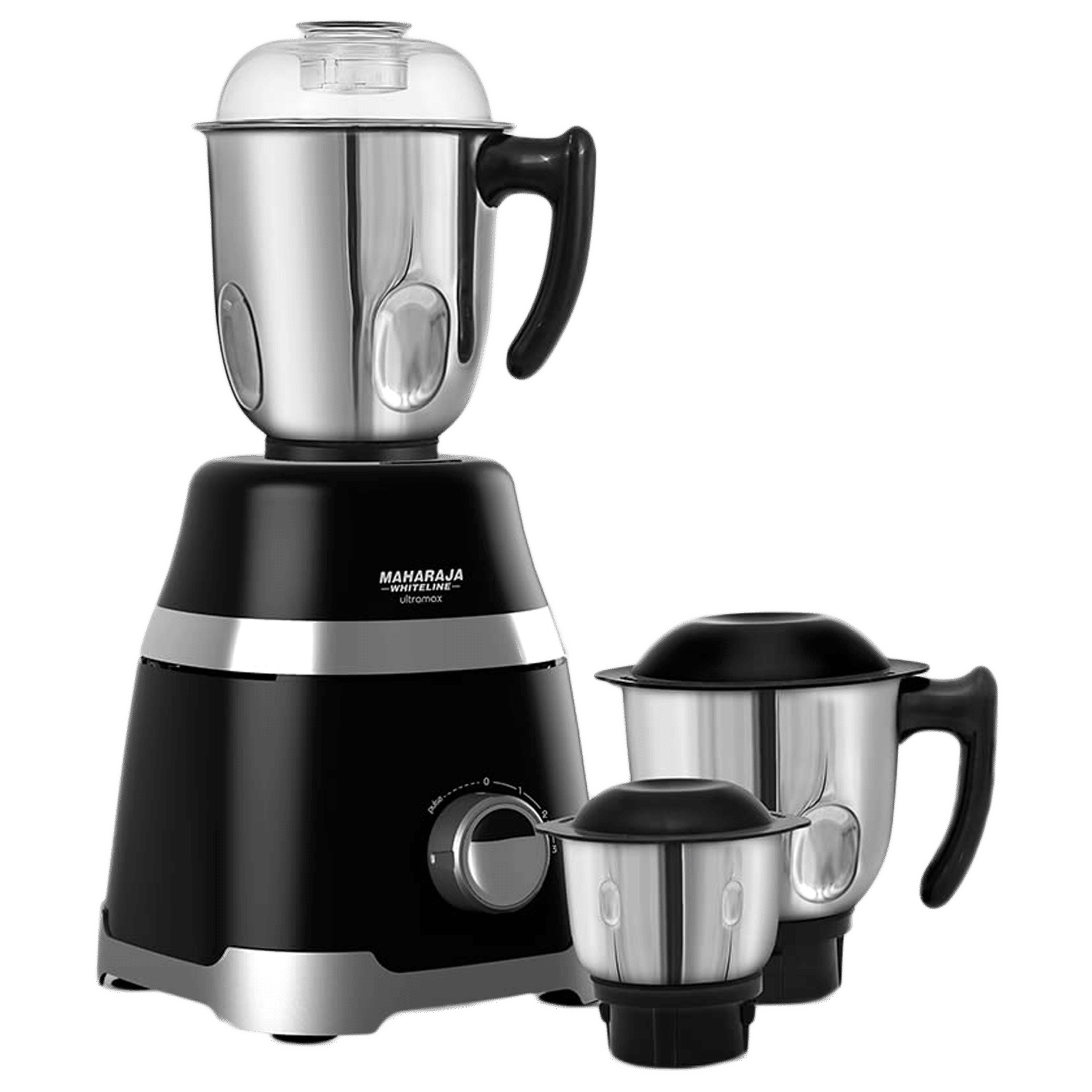 MAHARAJA WHITELINE Ultramax DLX 750 Watt 3 Jars Mixer Grinder (20000 RPM, 5-in-1 Chutney Blades, Black)_1