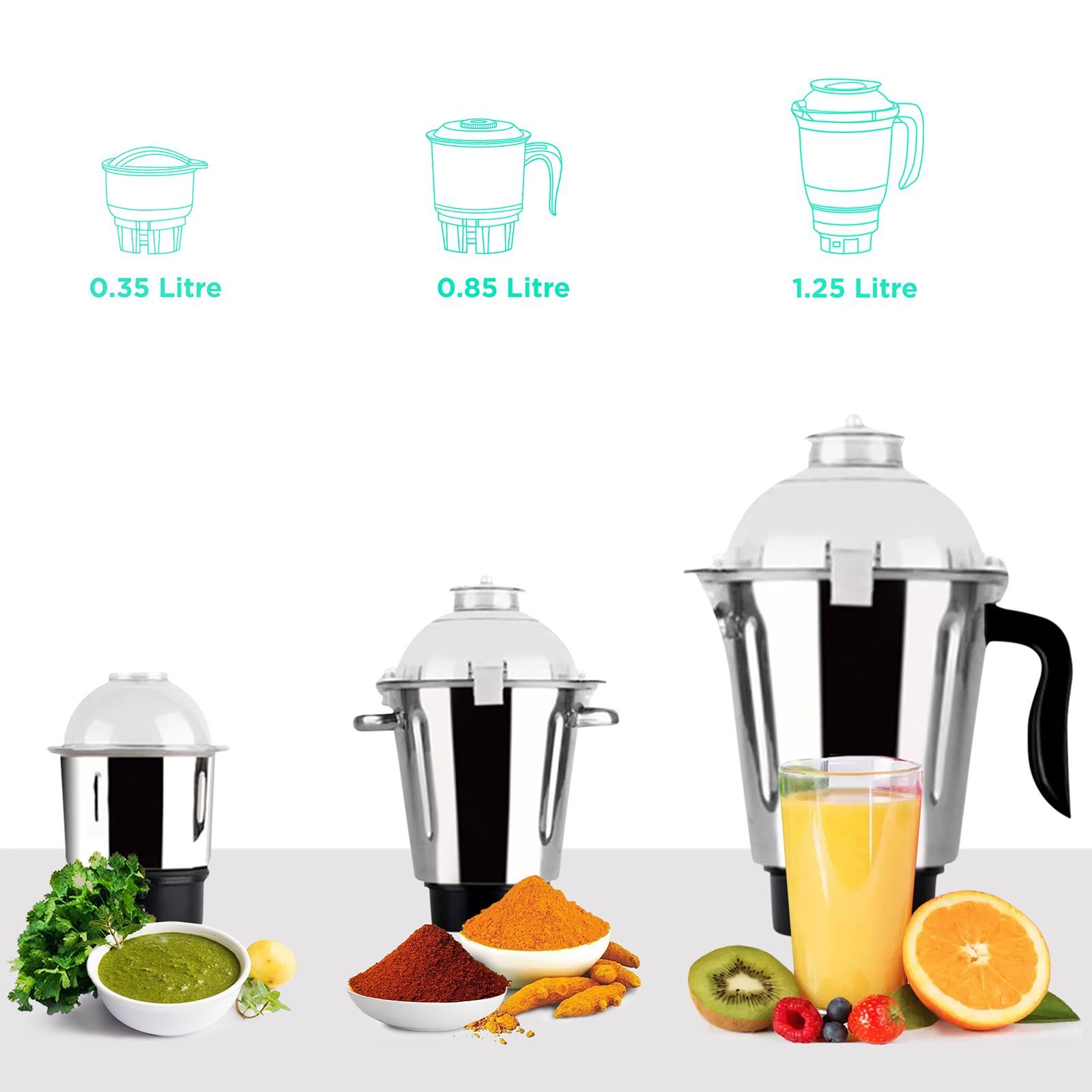 MR COOK Xtreme 1000 Watt 3 Jars Mixer Grinder (Heat Resistant Cool Touch Body, White & Black)_4