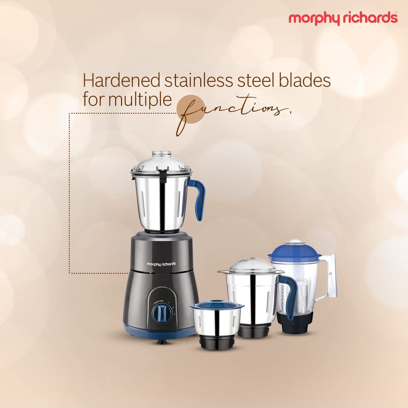 morphy richards Relish 750 Watt 4 Jars Mixer Grinder (20000 RPM, Overload Protection, Black & Blue)_18