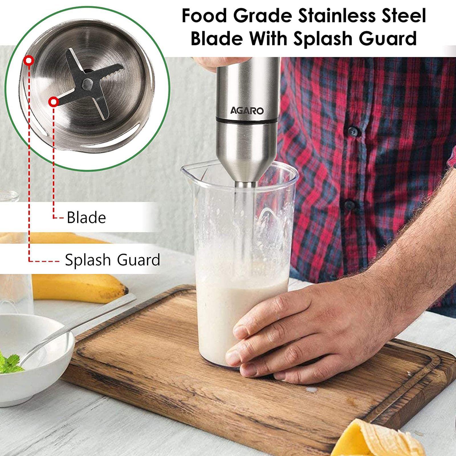 AGARO Grand 1000 Watt 2 Speed Hand Blender with 3 Attachments (Dual Mode Operation, Black) AGARO Grand 1000 Watt 2 Speed Hand Blender with 3 Attachments (Dual Mode Operation, Black)_5