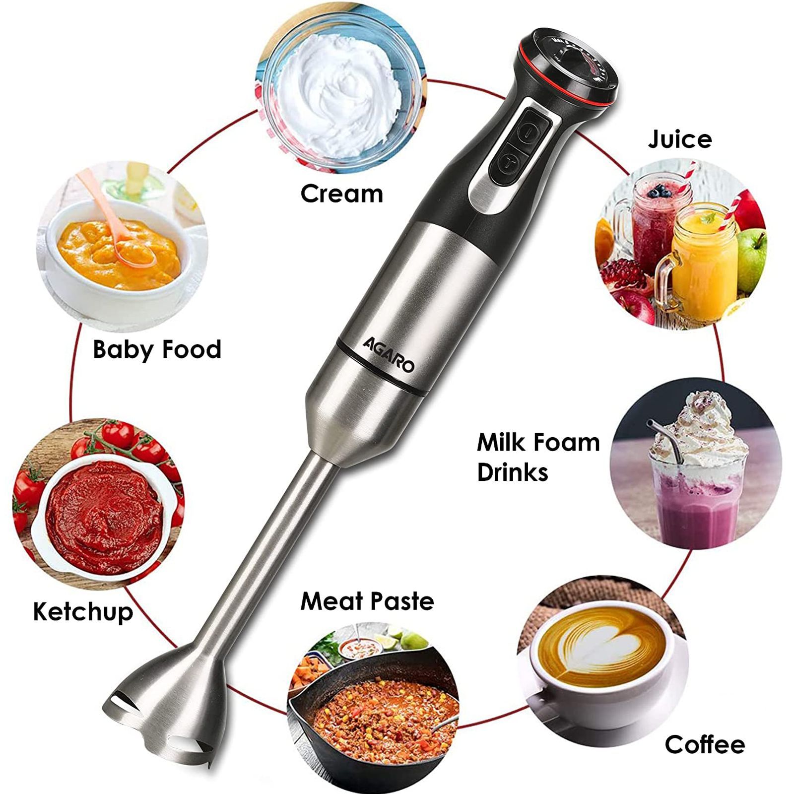 AGARO Grand 1000 Watt 2 Speed Hand Blender with 3 Attachments (Dual Mode Operation, Black) AGARO Grand 1000 Watt 2 Speed Hand Blender with 3 Attachments (Dual Mode Operation, Black)_6