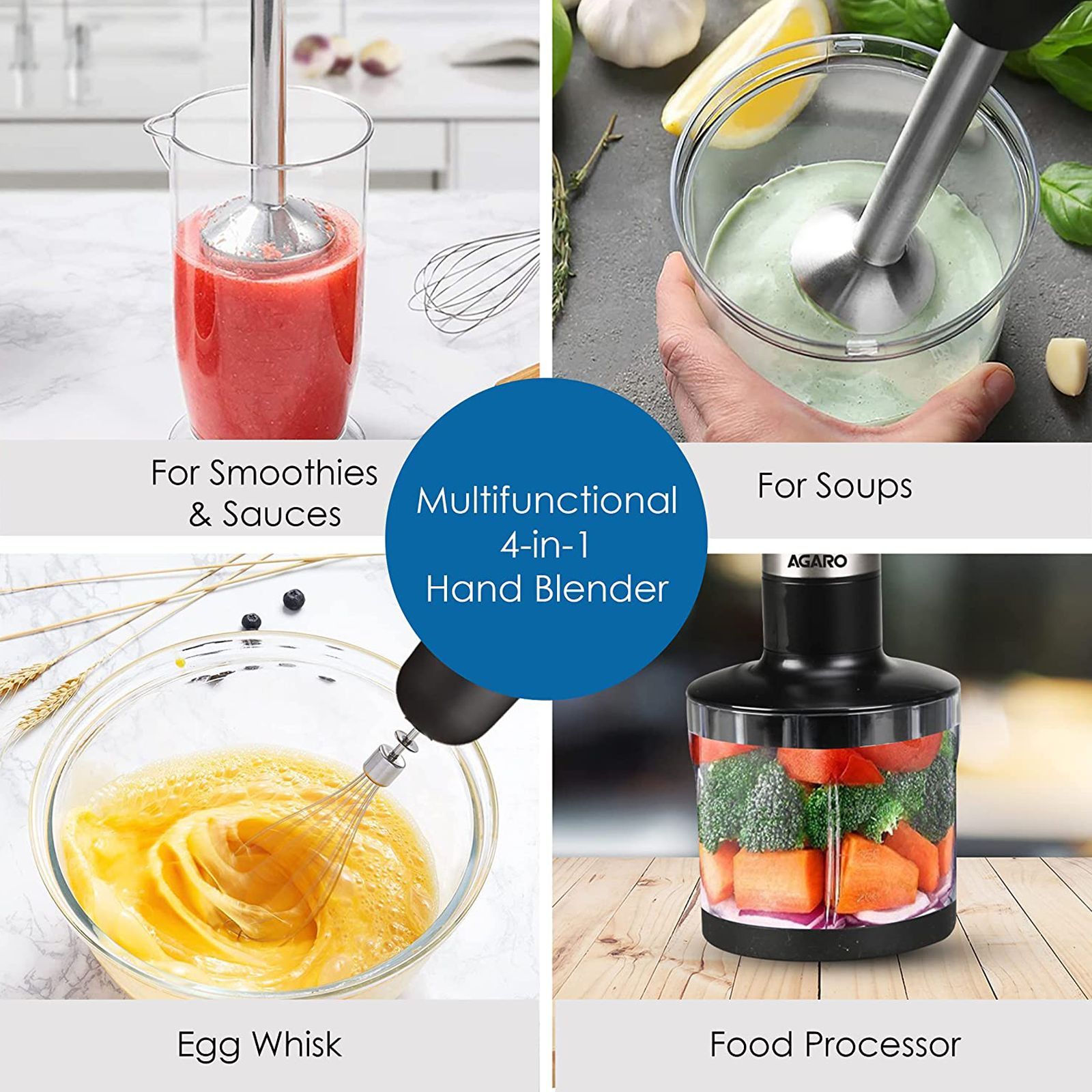AGARO Grand 1000 Watt 2 Speed Hand Blender with 3 Attachments (Dual Mode Operation, Black) AGARO Grand 1000 Watt 2 Speed Hand Blender with 3 Attachments (Dual Mode Operation, Black)_7