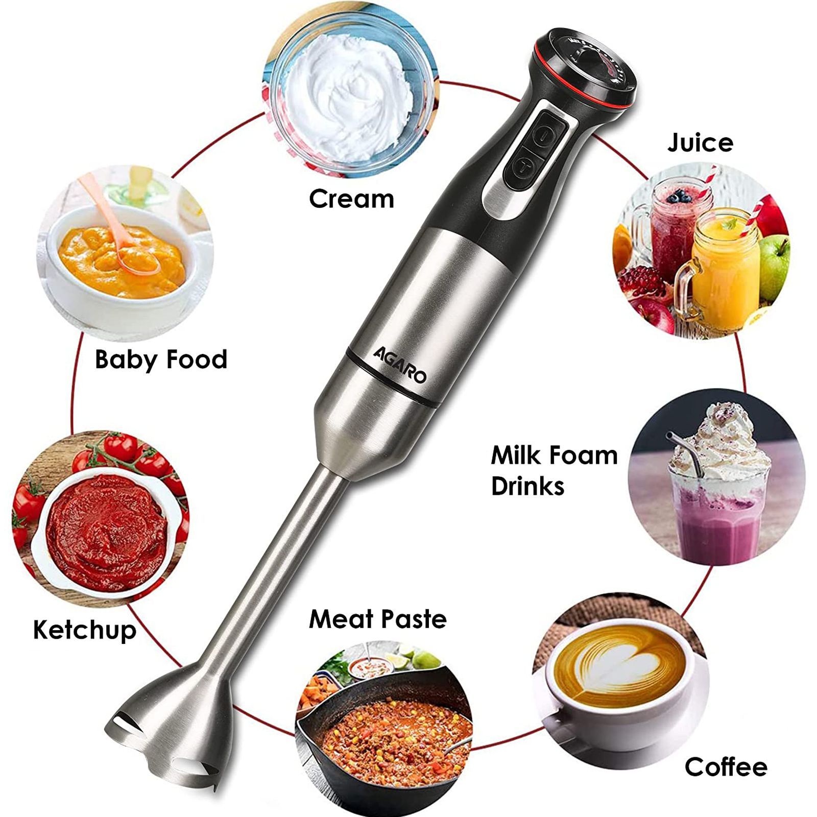 AGARO Grand 1000 Watt 2 Speed Hand Blender (Dual Mode Operation, Black)_3
