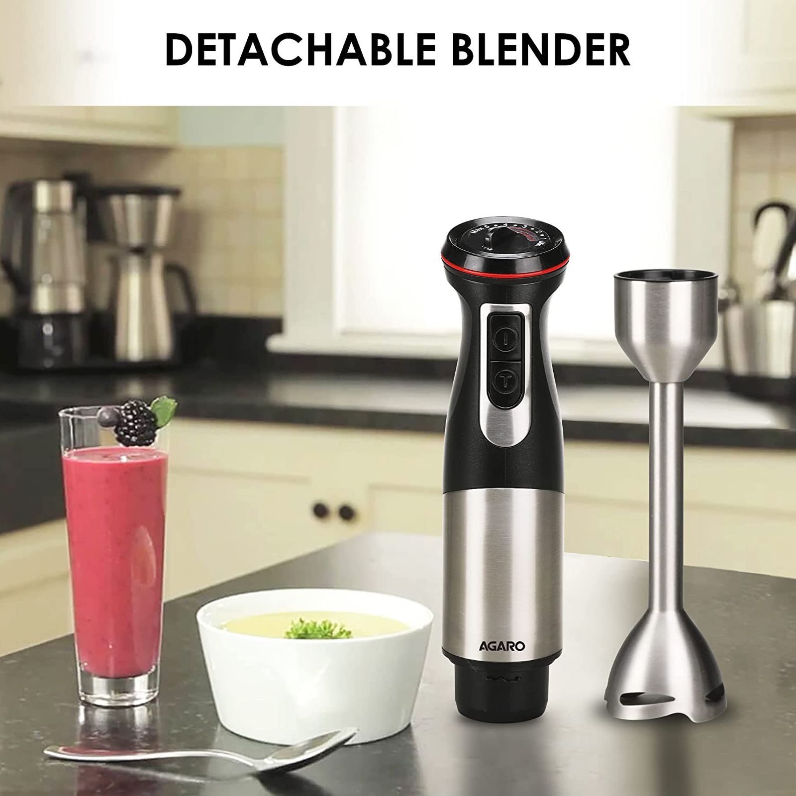 AGARO Grand 1000 Watt 2 Speed Hand Blender (Dual Mode Operation, Black)_4