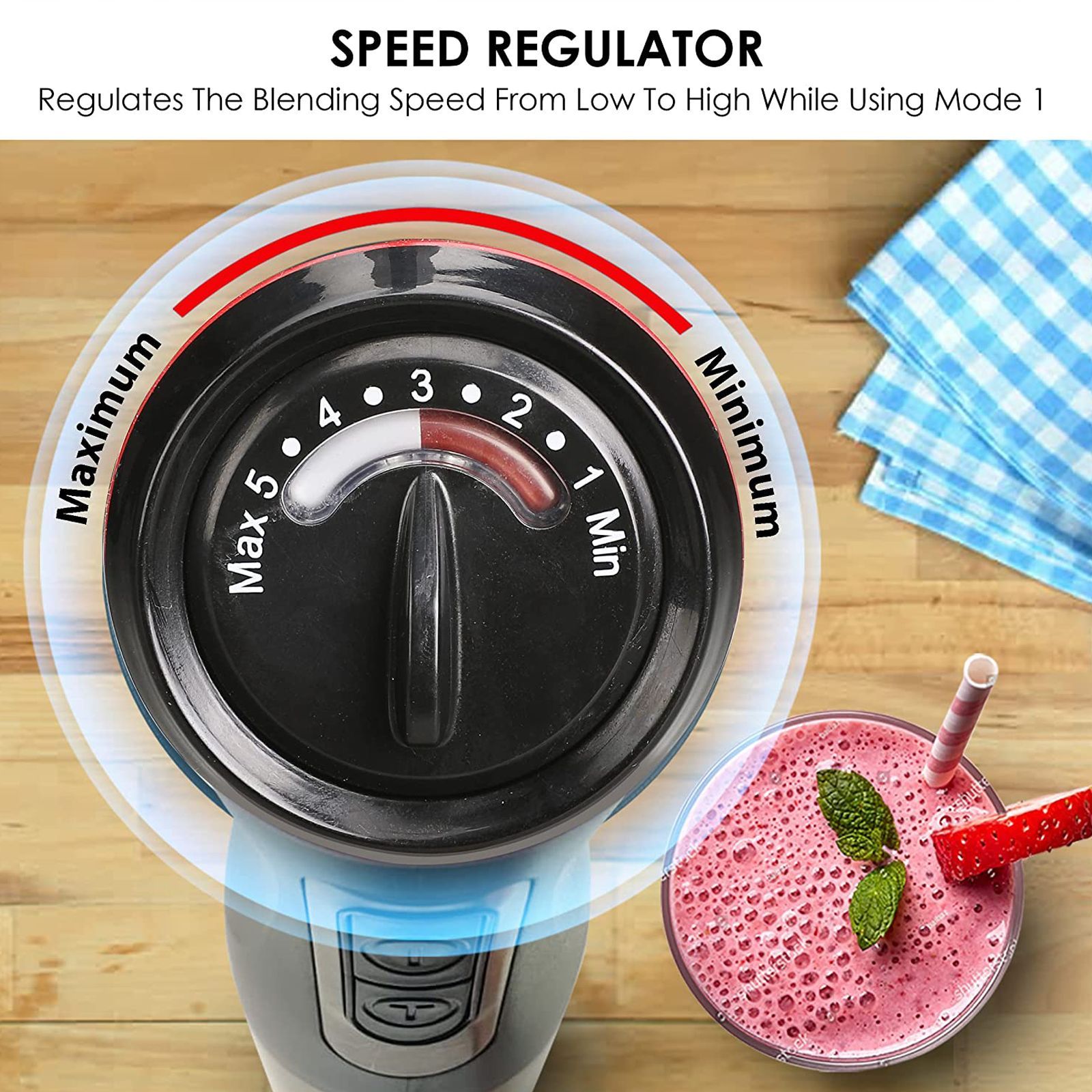 AGARO Grand 1000 Watt 2 Speed Hand Blender (Dual Mode Operation, Black)_6