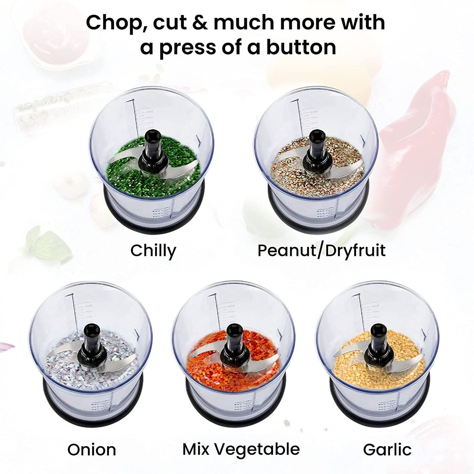 AGARO Elegant 400 Watt Electric Vegetable Chopper with 2 Blades (Black)_3