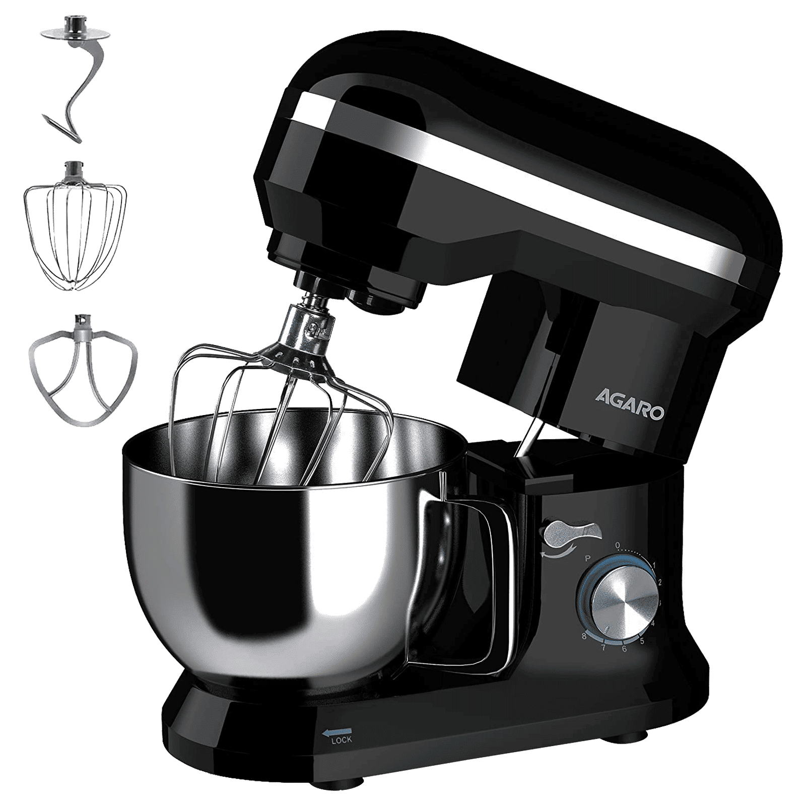 AGARO Royal 1000 Watts 8 Speed Stand Mixer With 4 Attachments (Splash Guard, Black)_1