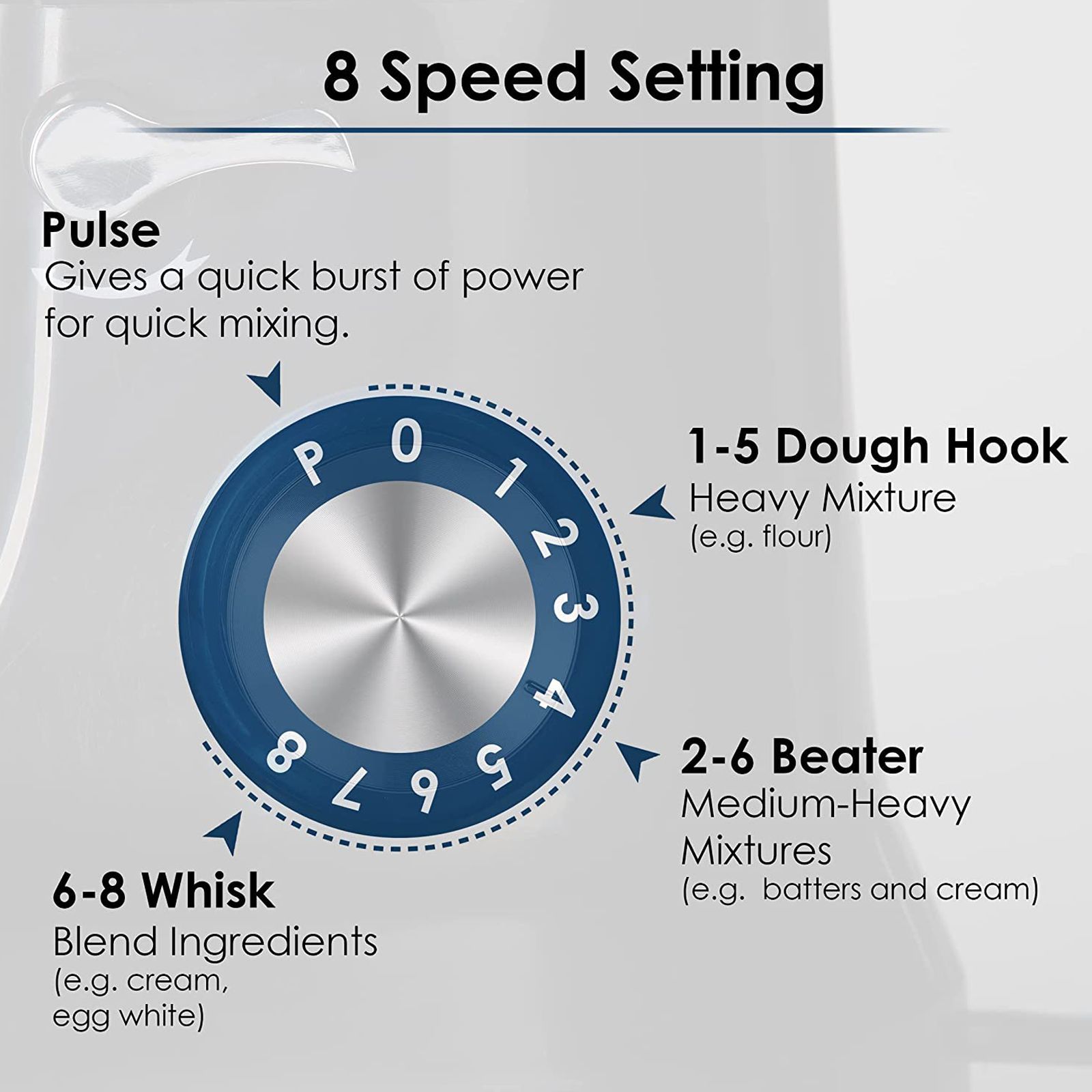 AGARO Royal 1000 Watts 8 Speed Stand Mixer With 4 Attachments (Splash Guard, Black)_5