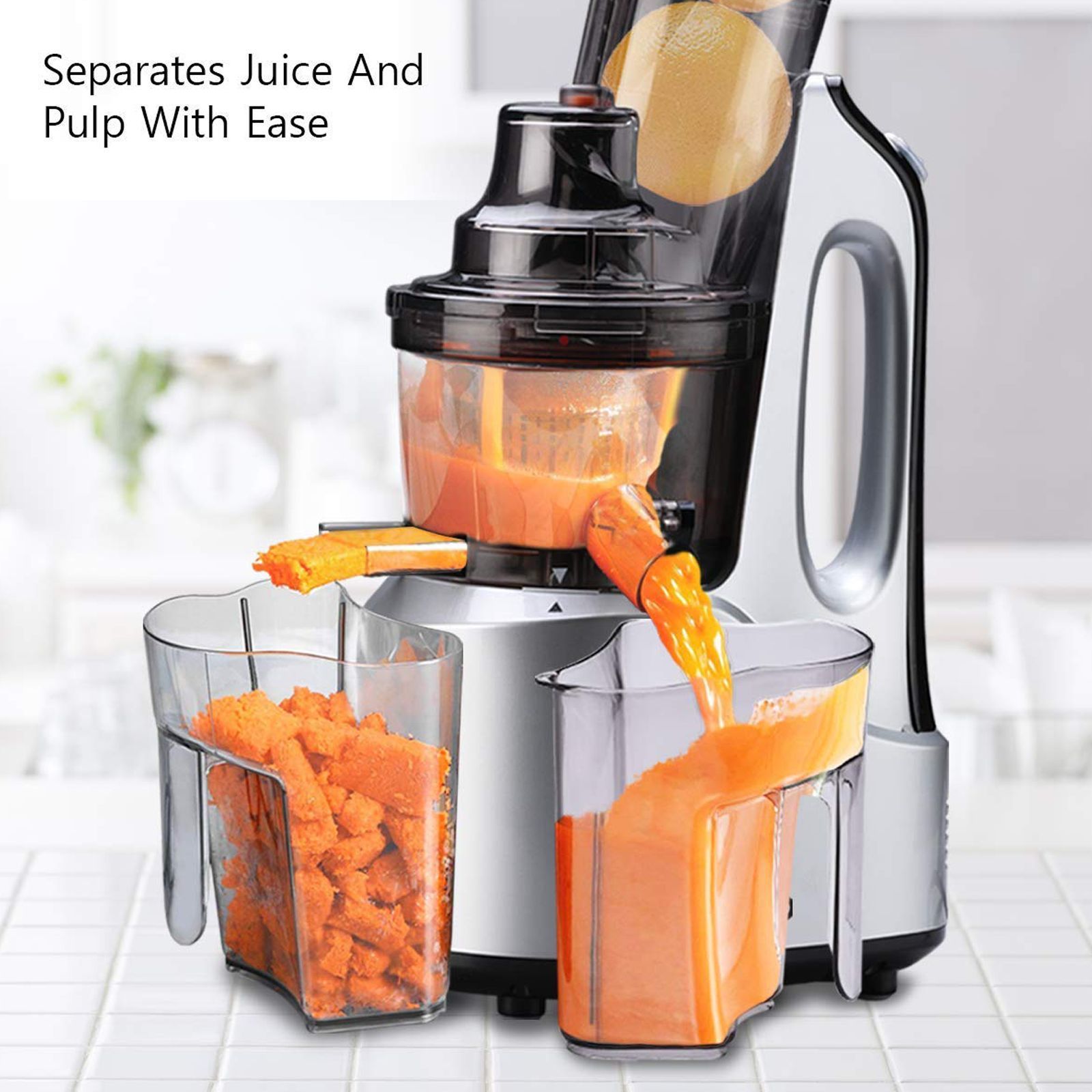 AGARO Imperial 240 Watt Slow Juicer (65 RPM, Cold Pressed Technology, Black & Grey)_2