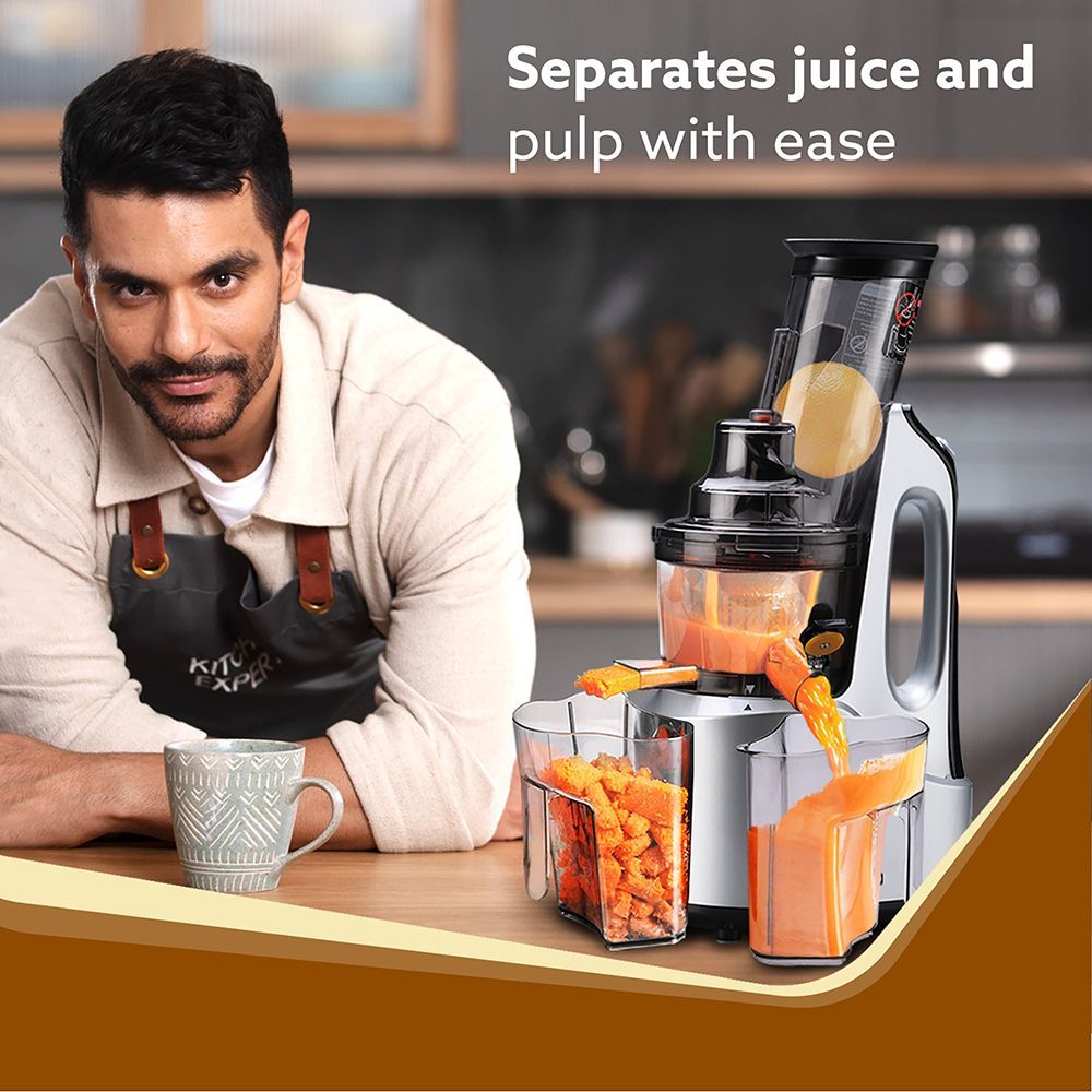 AGARO Imperial 240 Watt Slow Juicer (65 RPM, Cold Pressed Technology, Black & Grey)_9