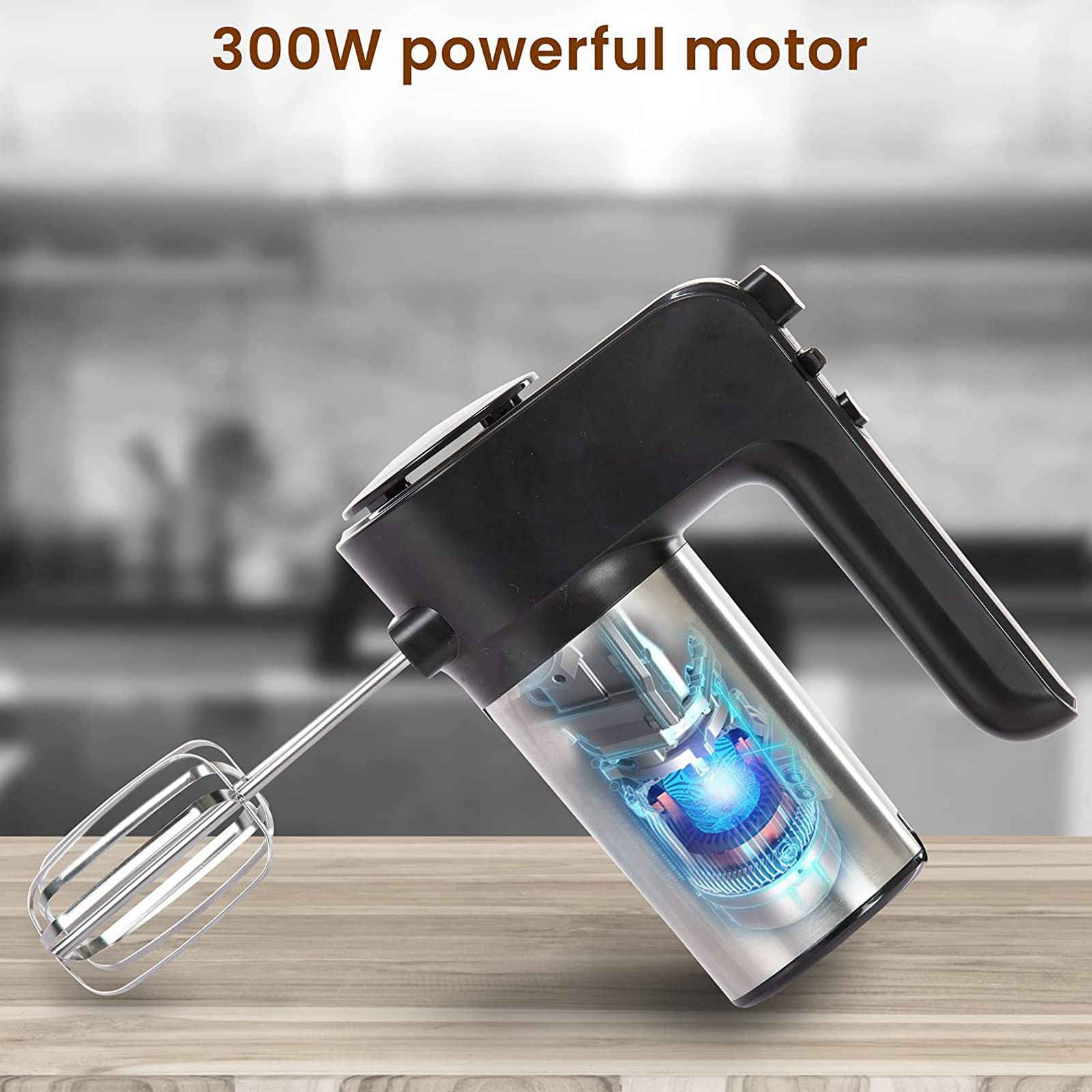 AGARO Elegant 300 Watt 6 Speed Hand Mixer with 4 Attachments (Powerful Motor, Silver & Black)_4