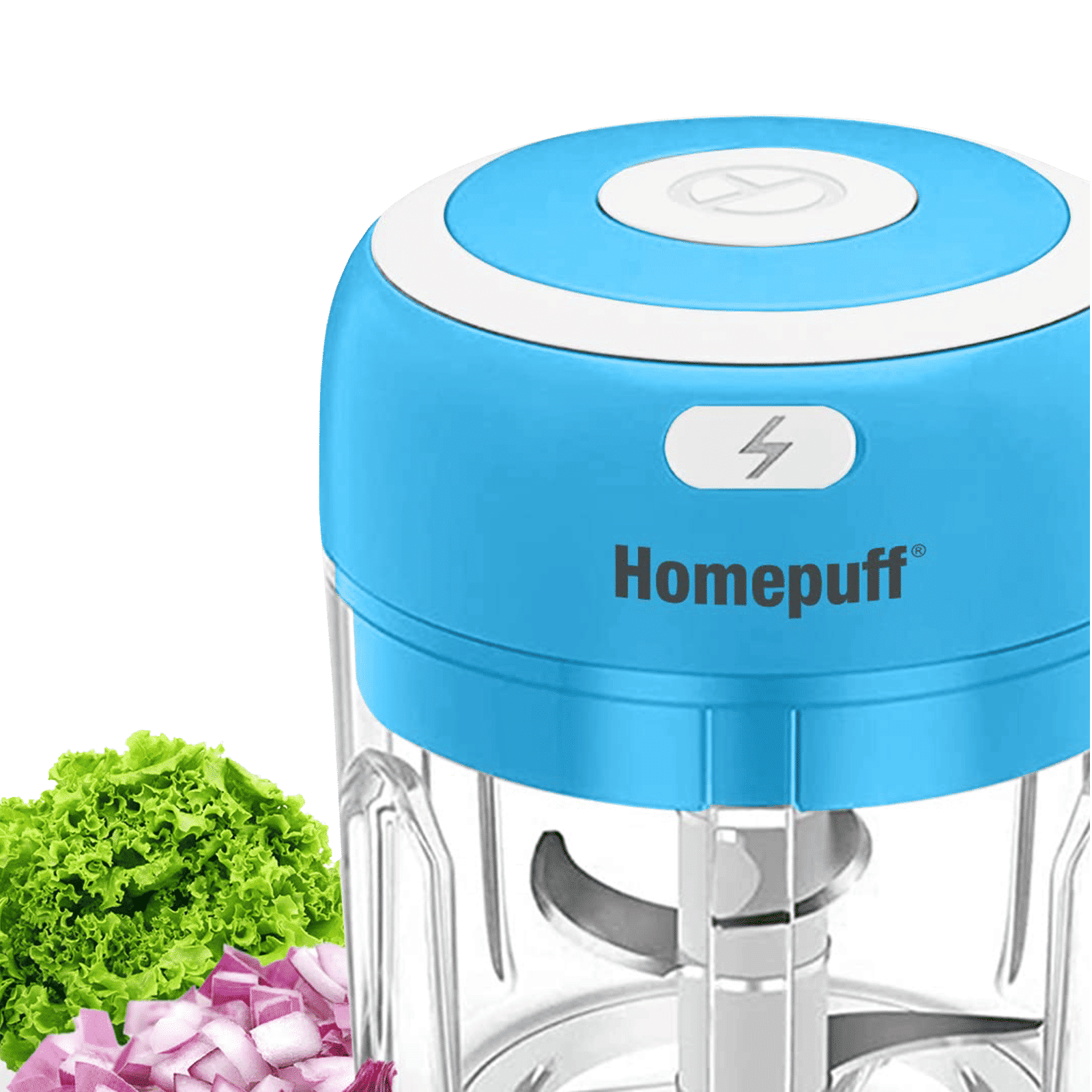 HomePuff H311 30 Watt Electric Vegetable Chopper with 3 Blades (Blue) HomePuff H311 30 Watt Electric Vegetable Chopper with 3 Blades (Blue)_4