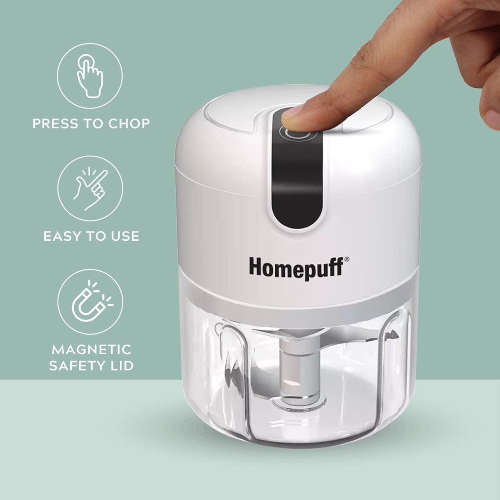 HomePuff H312 30 Watt Electric Vegetable Chopper with 3 Blades (White)_6