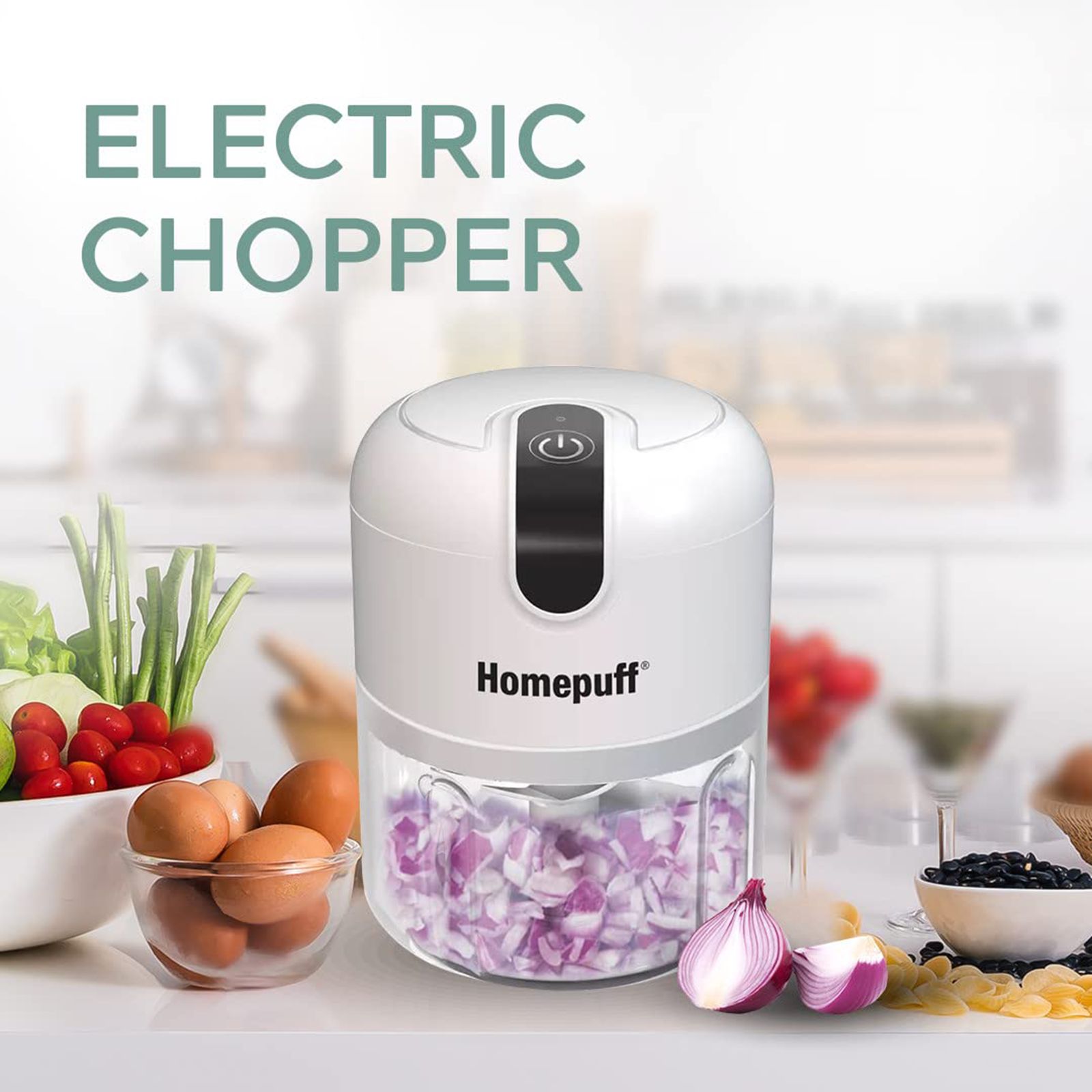 HomePuff H312 30 Watt Electric Vegetable Chopper with 3 Blades (White)_7
