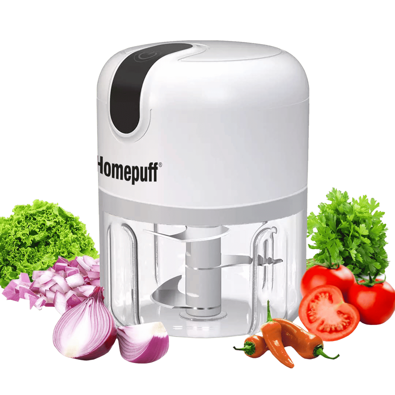 HomePuff H312 30 Watt Electric Vegetable Chopper with 3 Blades (White)_1