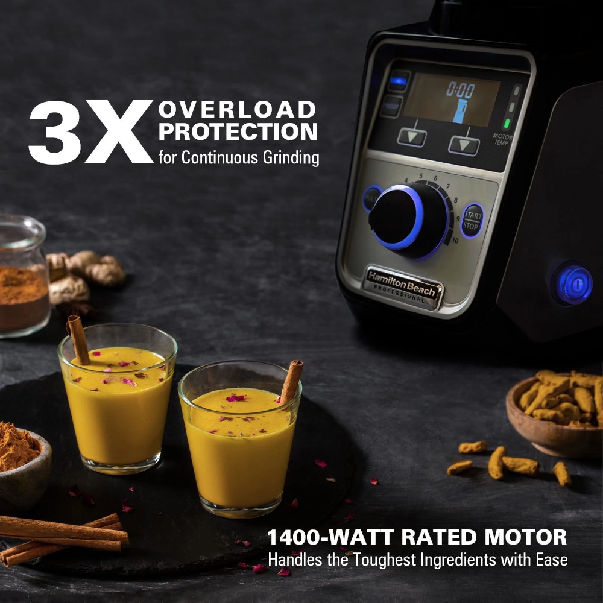 Hamilton Beach Professional 1400 Watt 3 Jars Juicer Mixer Grinder (18000 RPM, Intelligent Speed Sensor, Black)_3