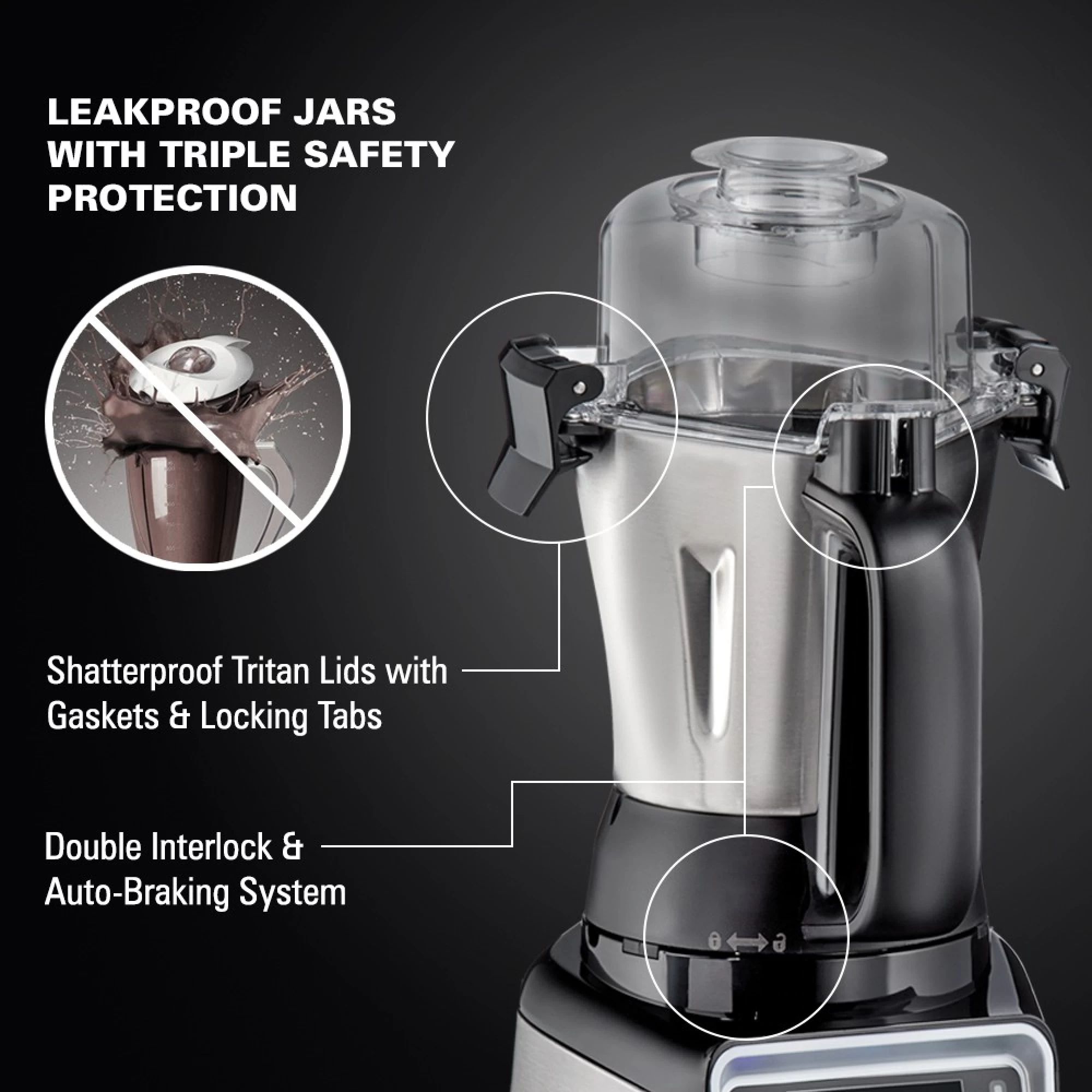 Hamilton Beach Professional 1400 Watt 3 Jars Juicer Mixer Grinder (18000 RPM, Intelligent Speed Sensor, Black)_4