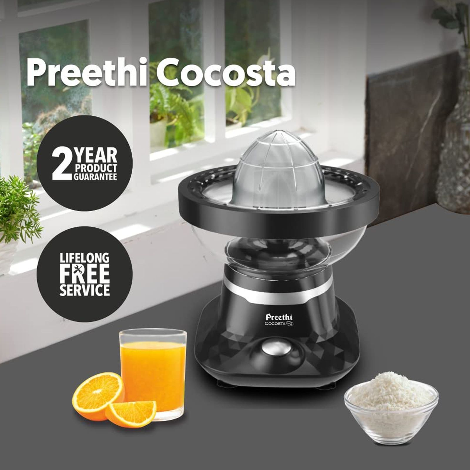 Preethi Cocosta Coconut Scraper & Citrus Juicer (Black) Preethi Cocosta Coconut Scraper & Citrus Juicer (Black)_12
