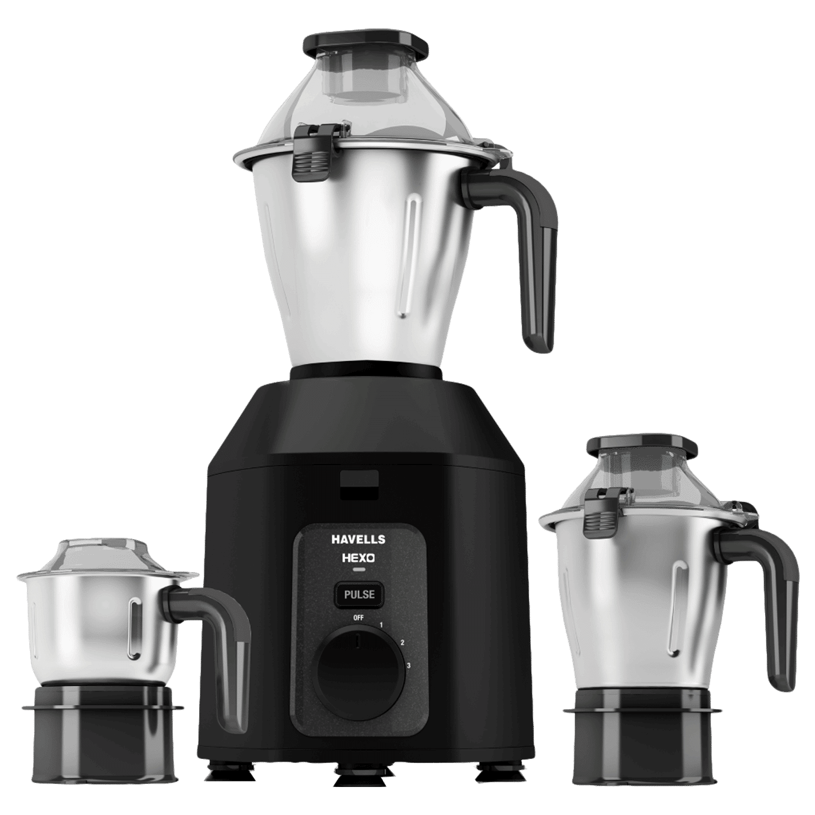 HAVELLS Hexo 1000 Watt 3 Jars Mixer Grinder (22000 RPM, Stainless Steel Blade, Black) HAVELLS Hexo 1000 Watt 3 Jars Mixer Grinder (22000 RPM, Stainless Steel Blade, Black)_1